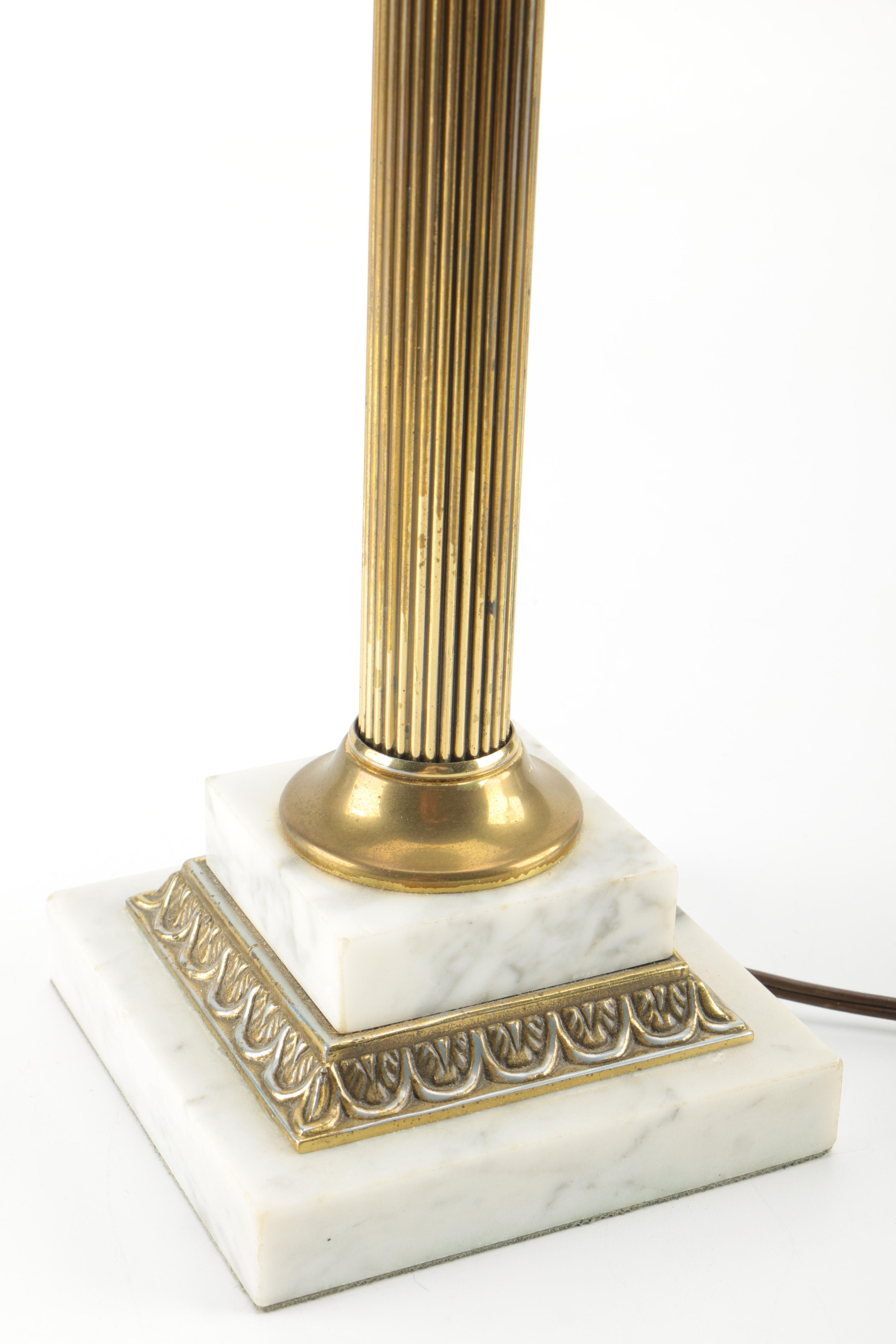 Swirl Glass Brass and Marble Table Lamps