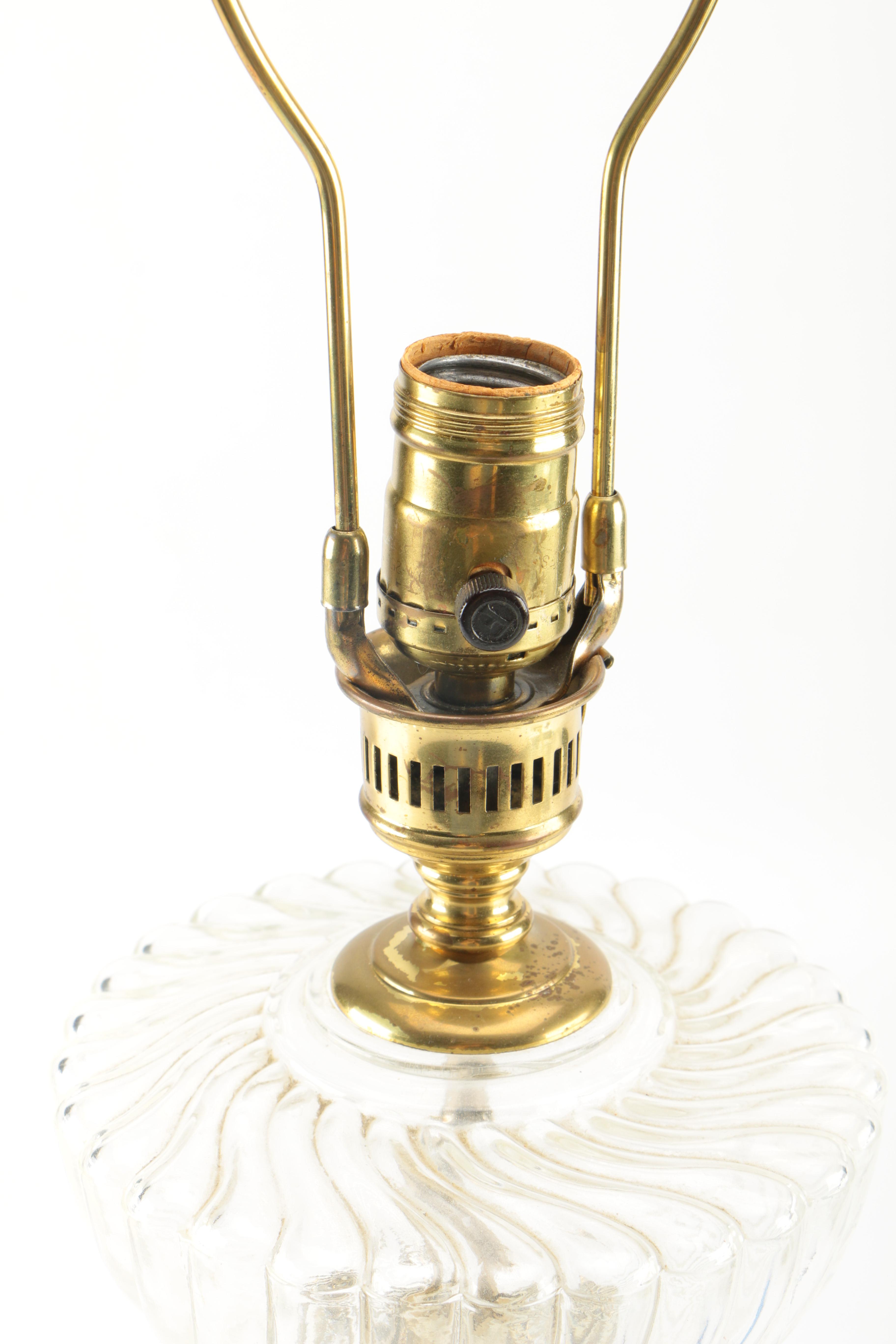 Swirl Glass Brass and Marble Table Lamps