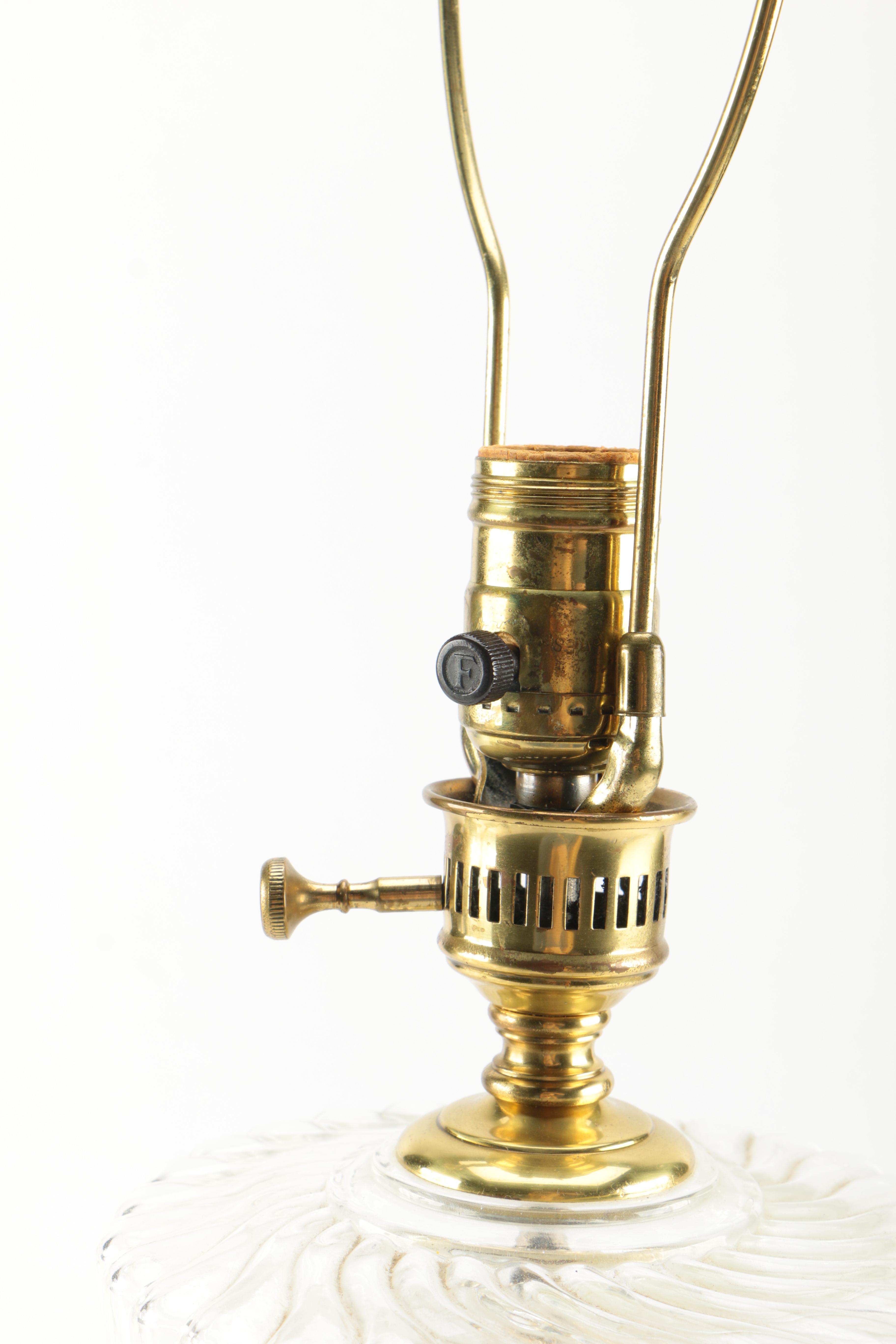 Swirl Glass Brass and Marble Table Lamps