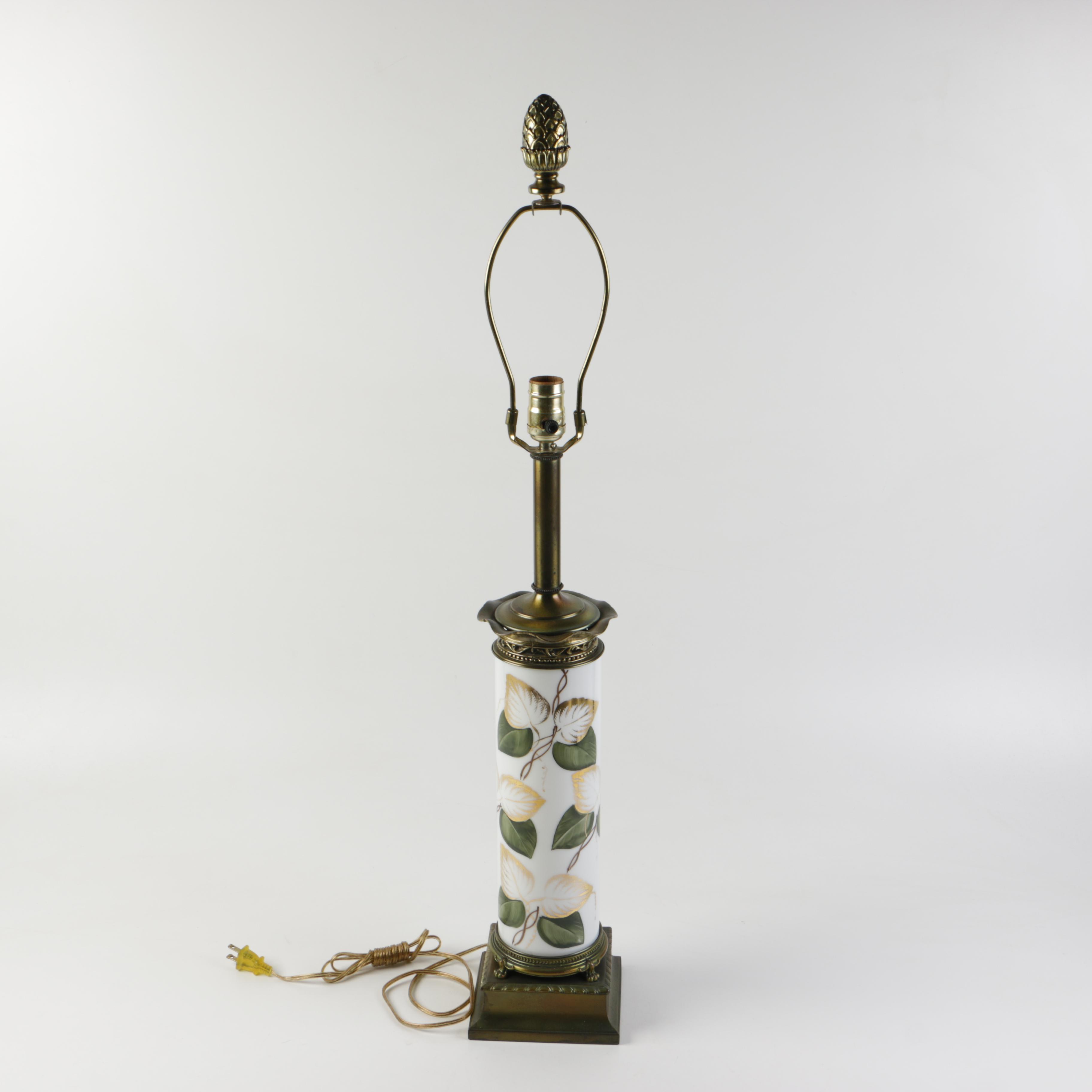 Leaf Pattered Brass Table Lamp