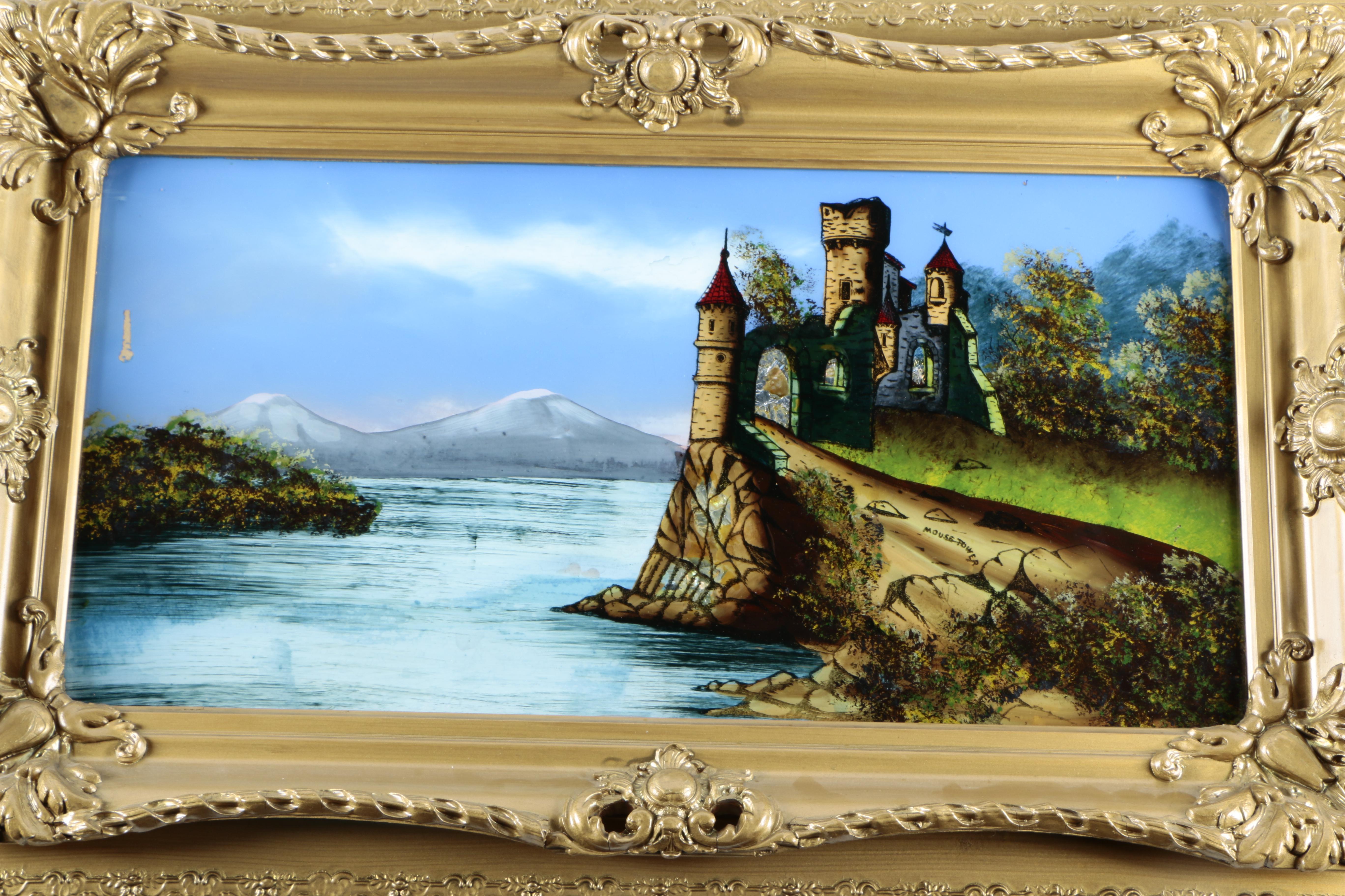 Trio of Reverse Oil Paintings on Glass