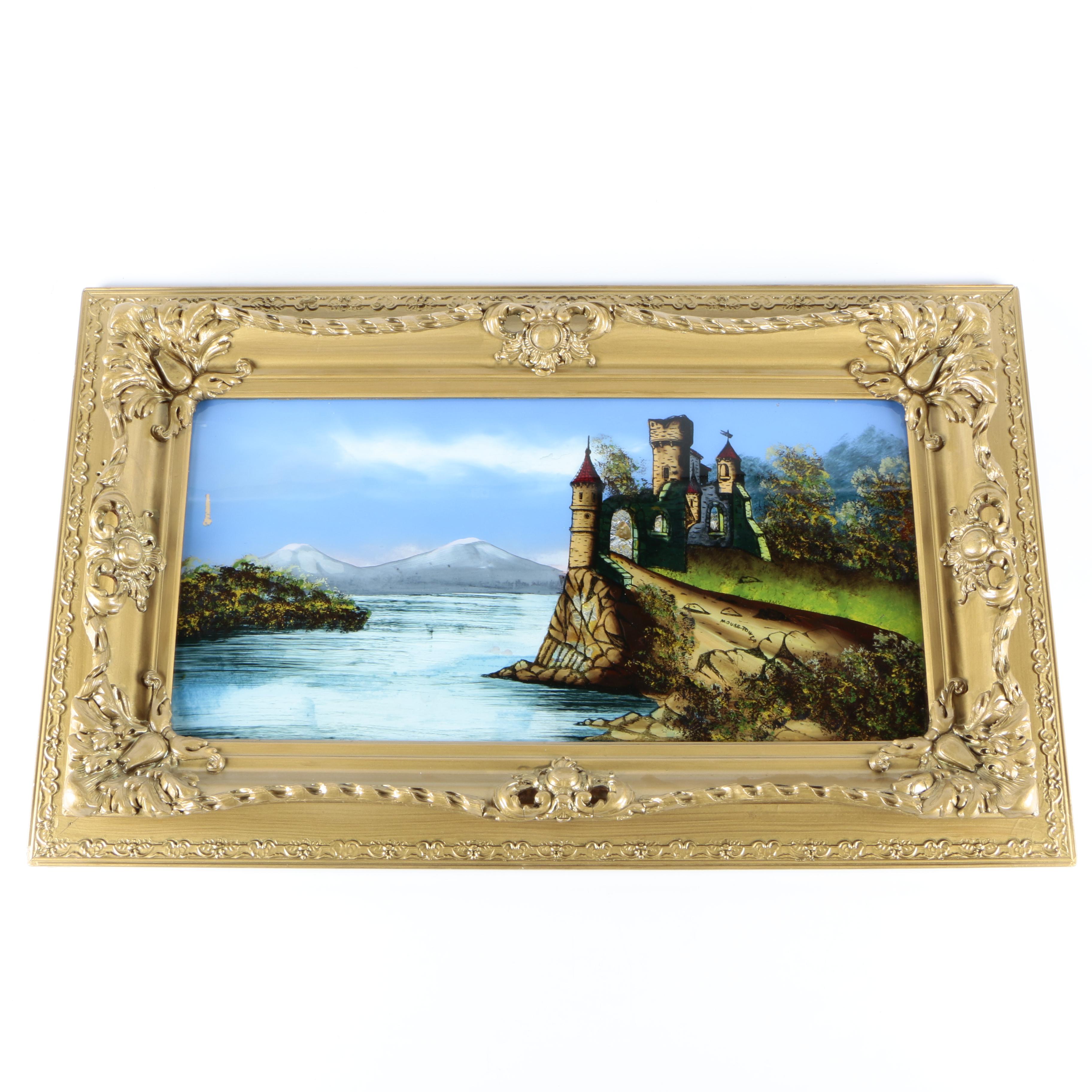 Trio of Reverse Oil Paintings on Glass