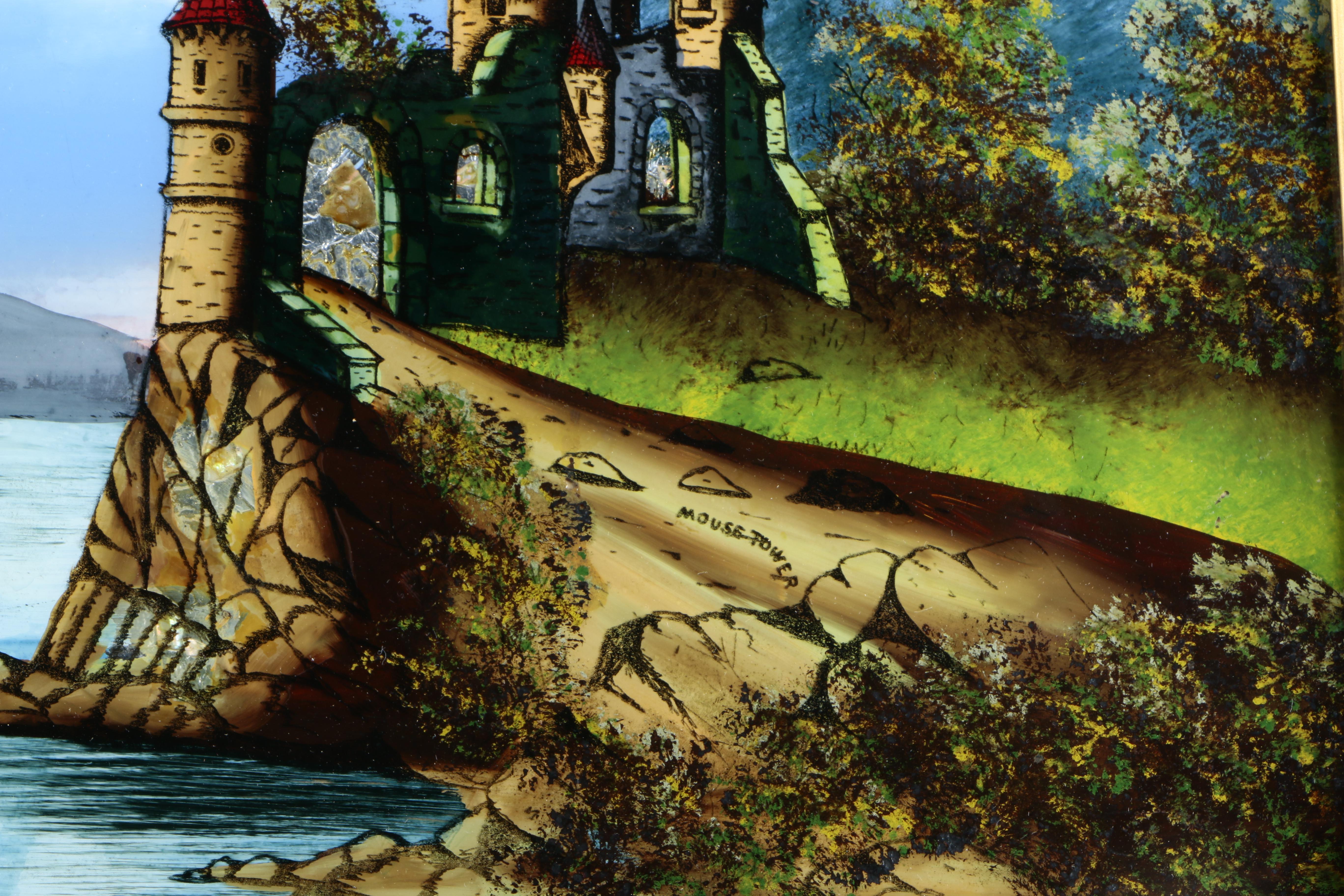 Trio of Reverse Oil Paintings on Glass