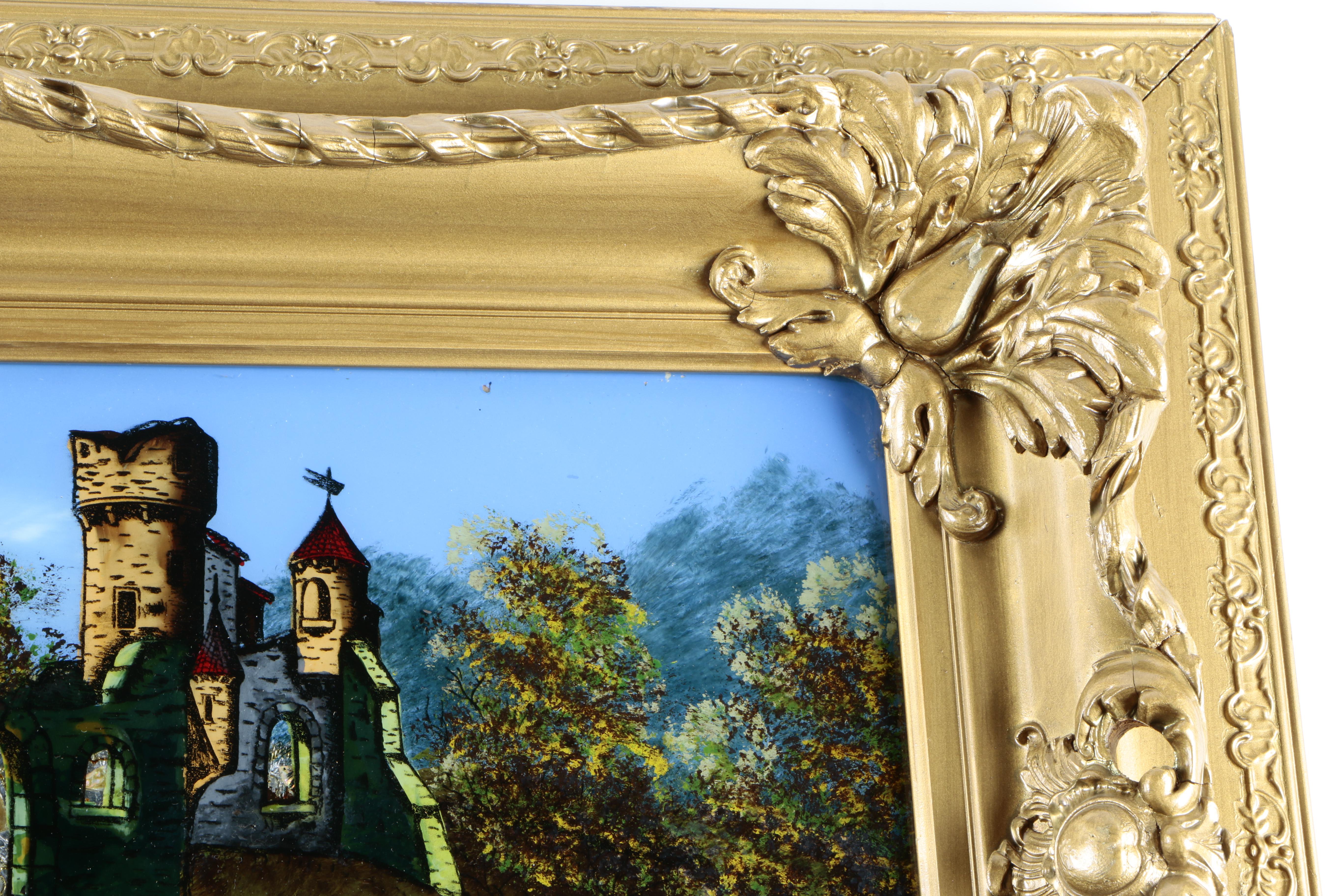 Trio of Reverse Oil Paintings on Glass