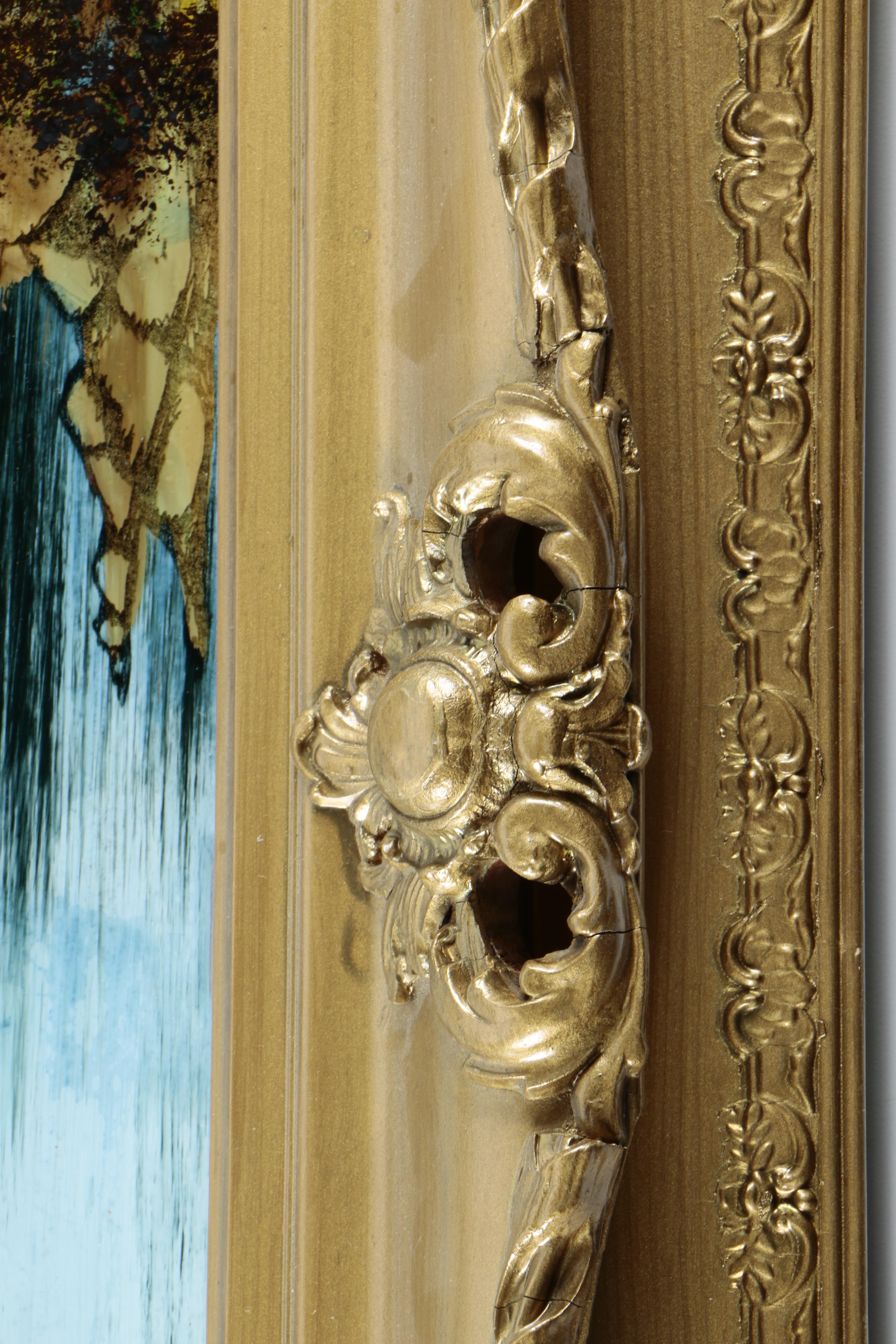 Trio of Reverse Oil Paintings on Glass