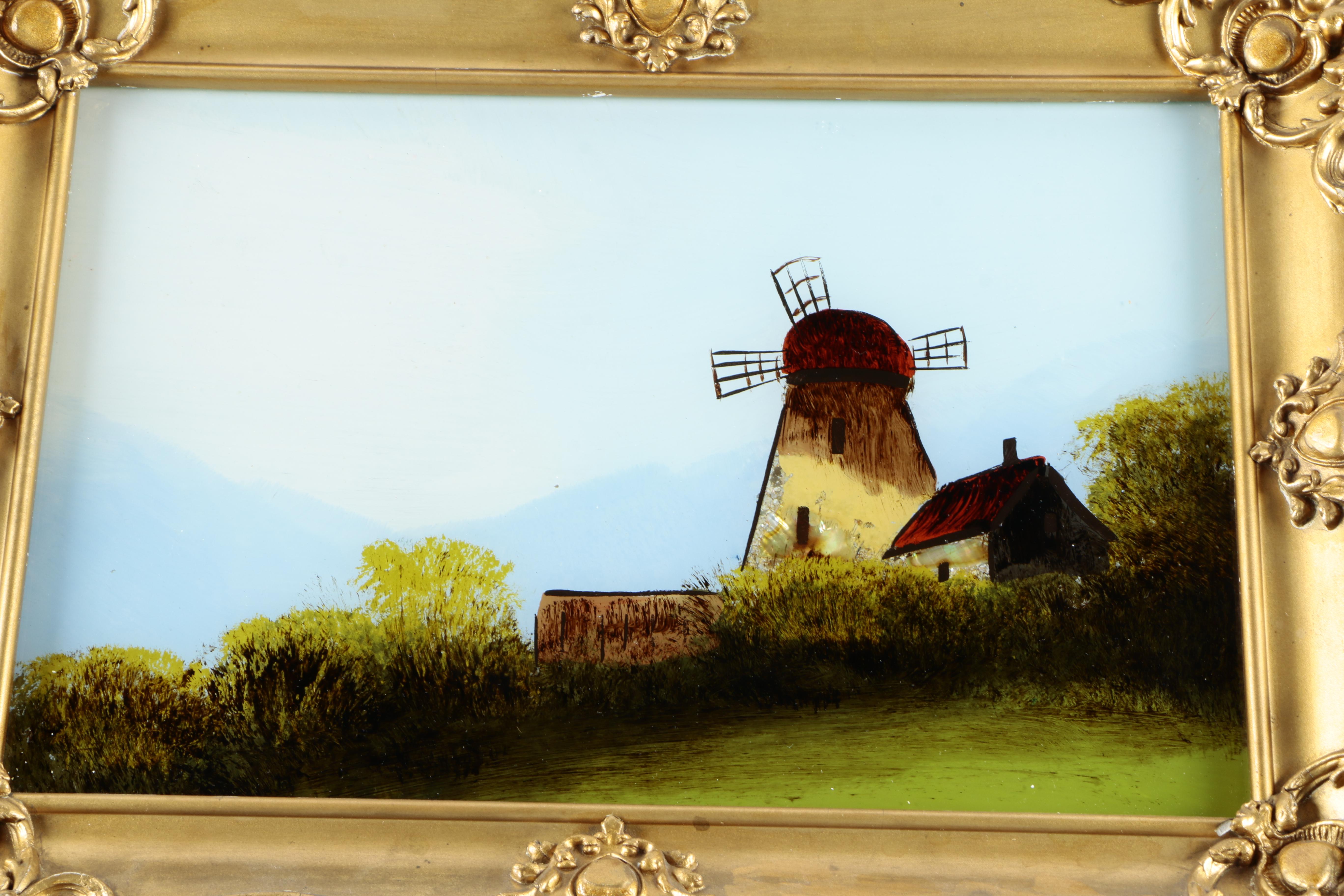 Trio of Reverse Oil Paintings on Glass