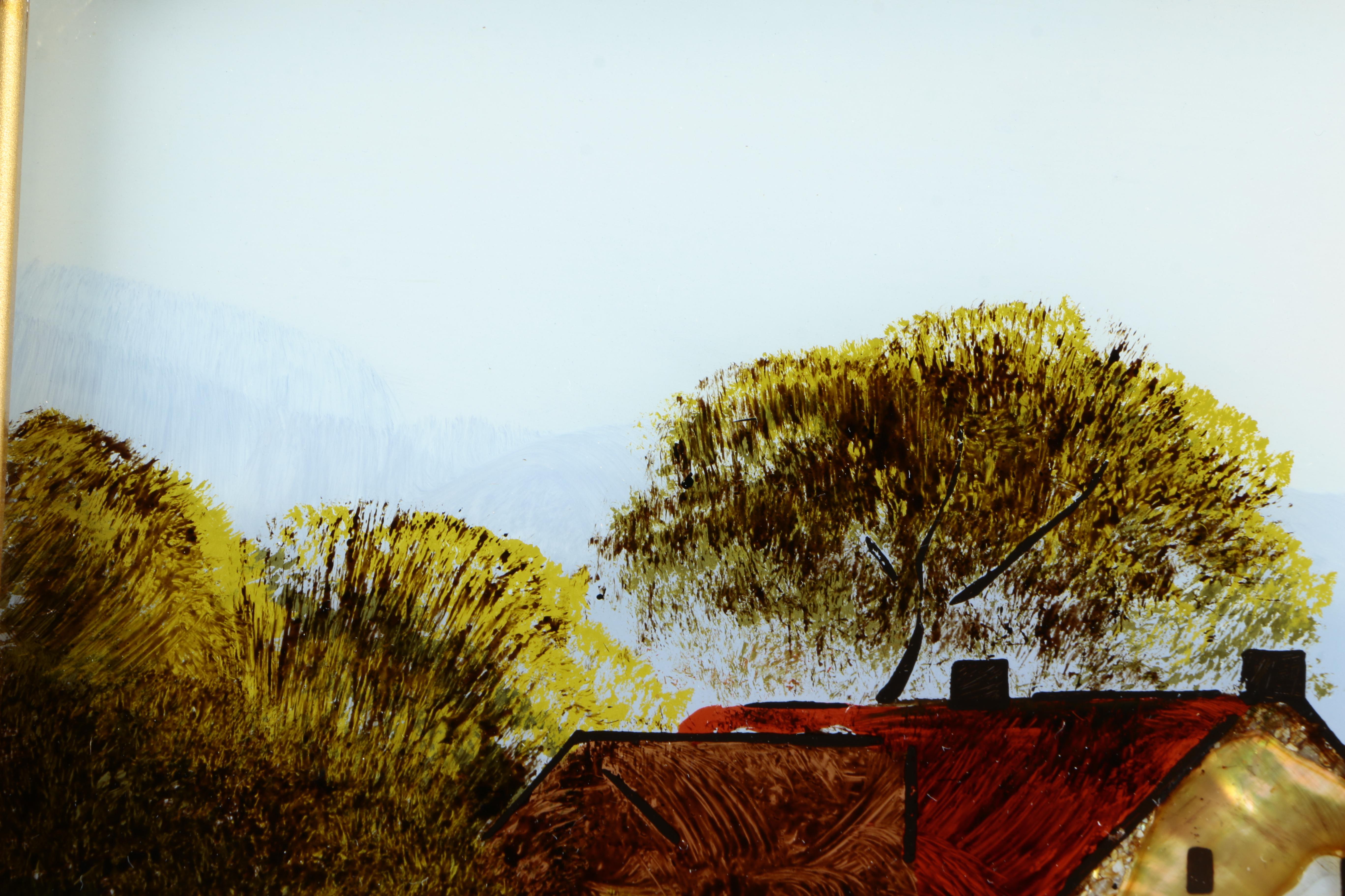 Trio of Reverse Oil Paintings on Glass