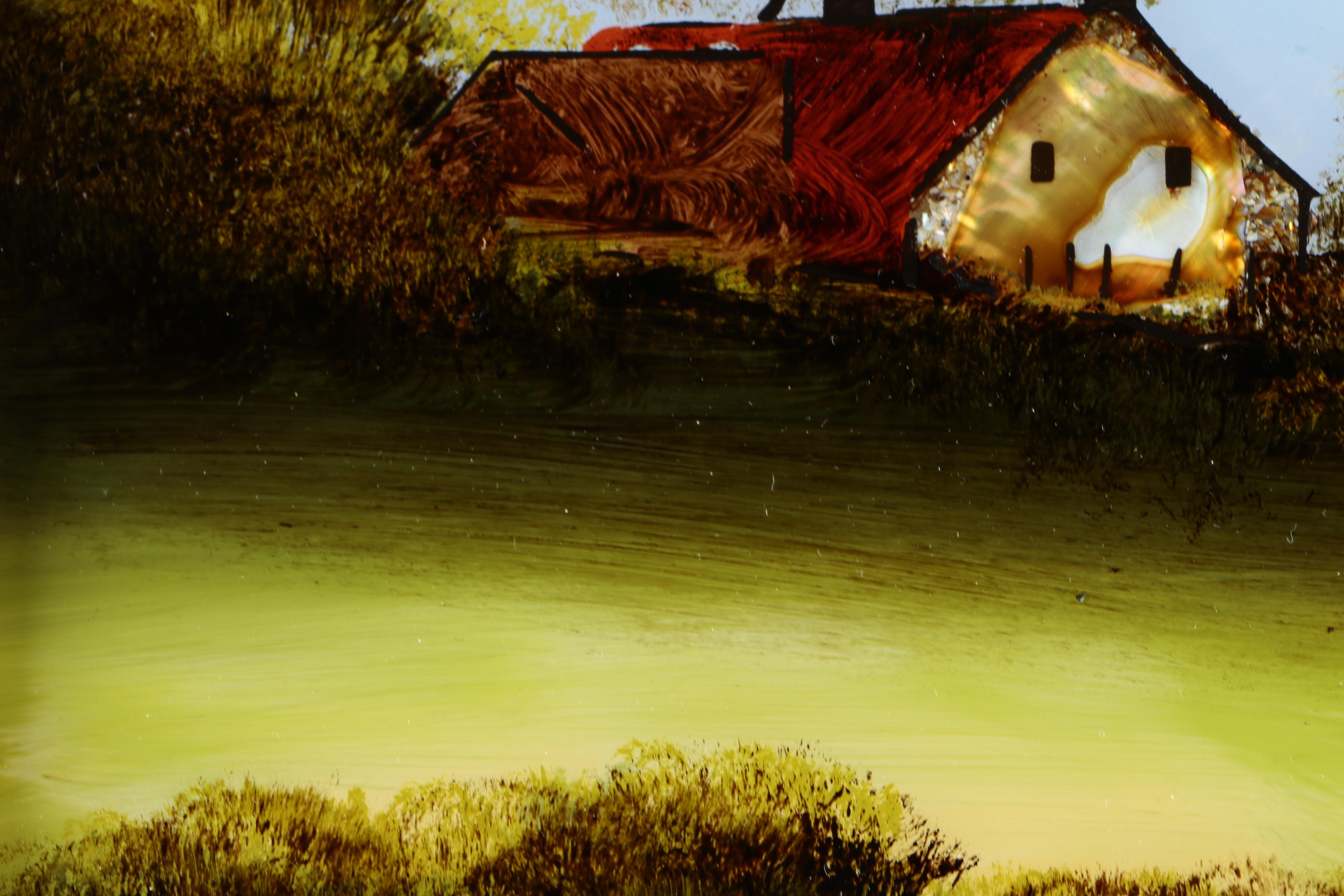 Trio of Reverse Oil Paintings on Glass