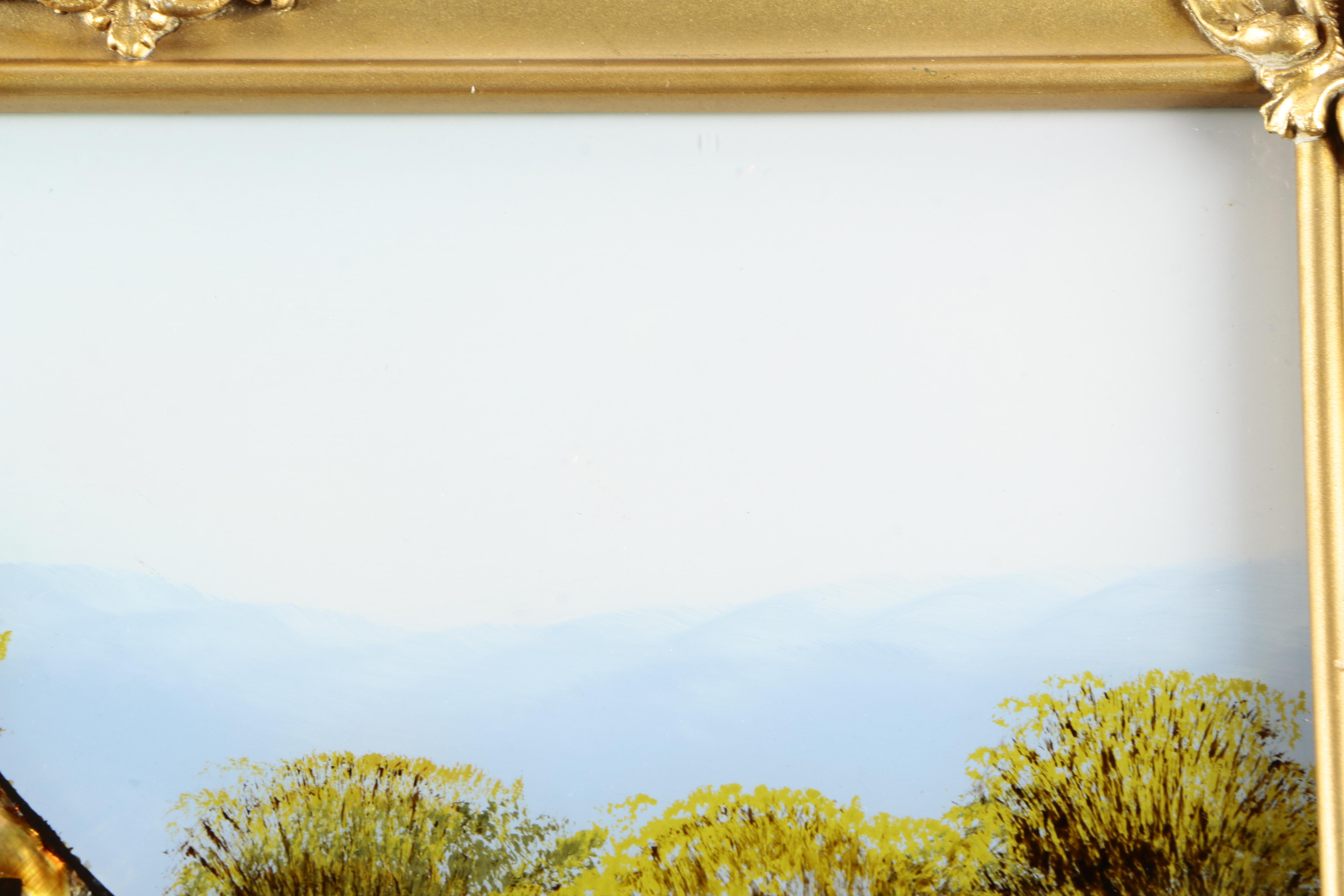 Trio of Reverse Oil Paintings on Glass