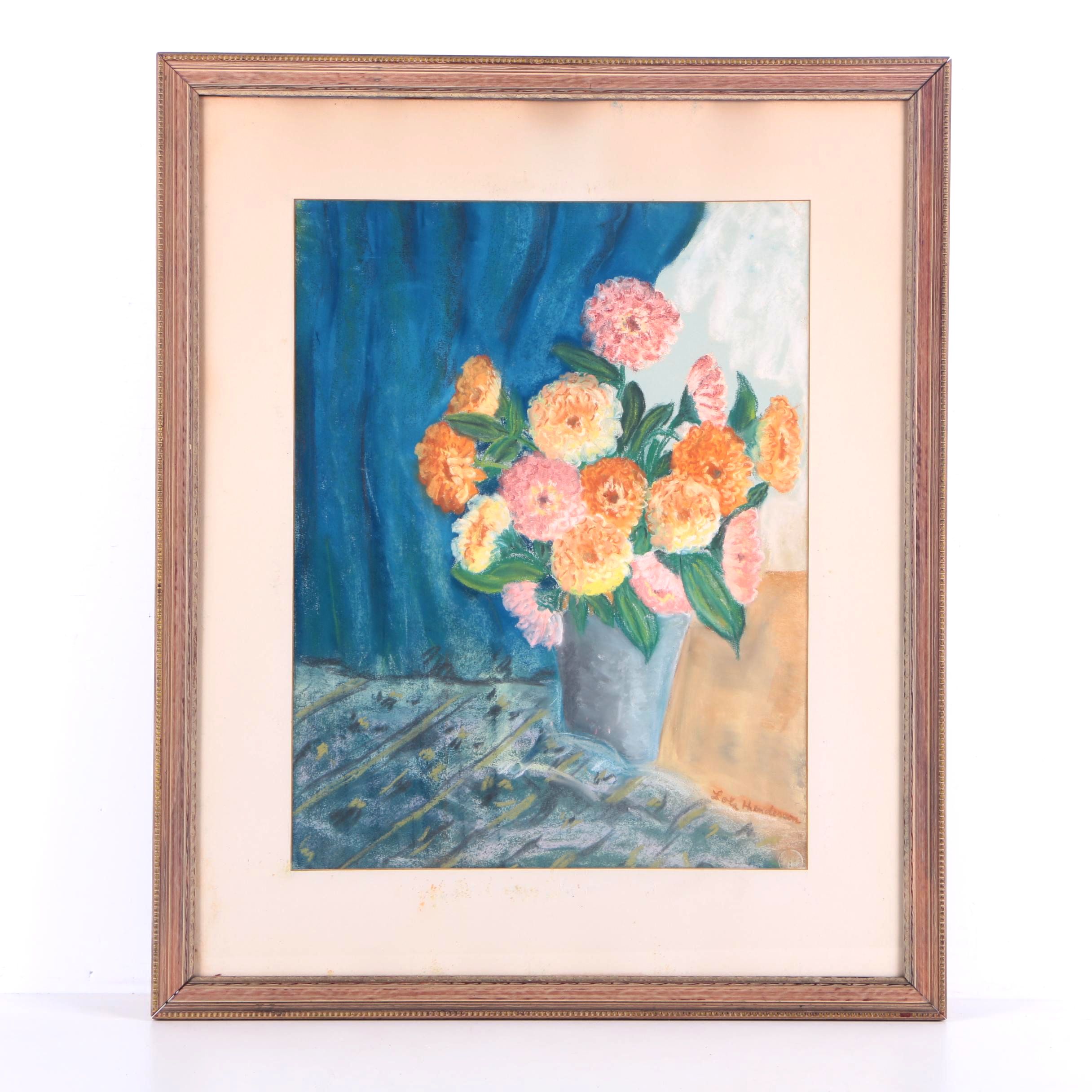 Lola Henderson Pastel Drawing on Paper Floral Still Life