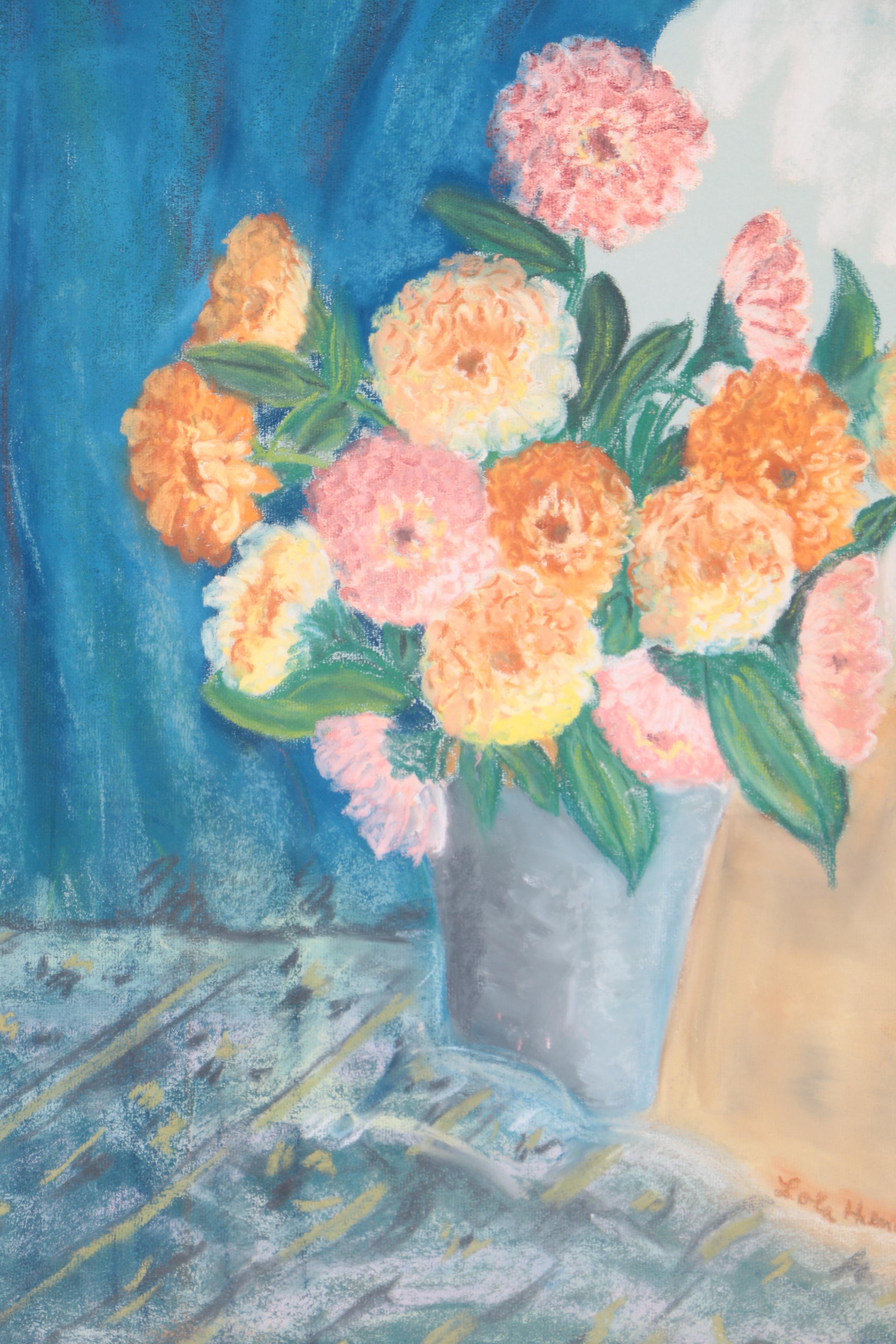 Lola Henderson Pastel Drawing on Paper Floral Still Life