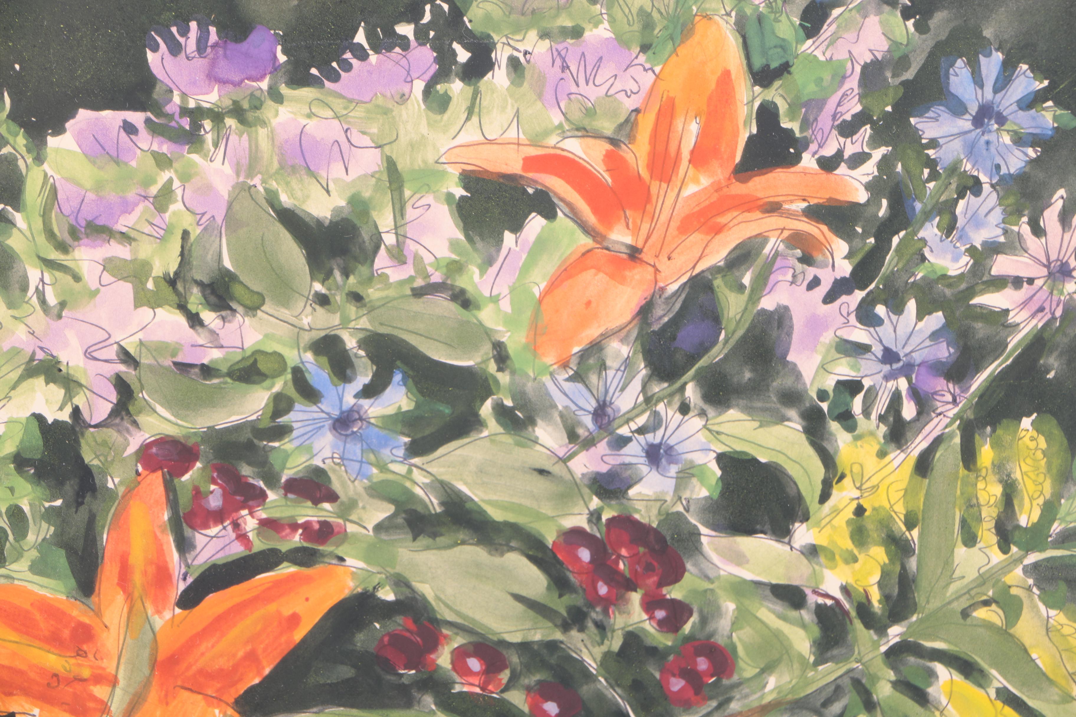 Gouache Painting of a Floral Still Life