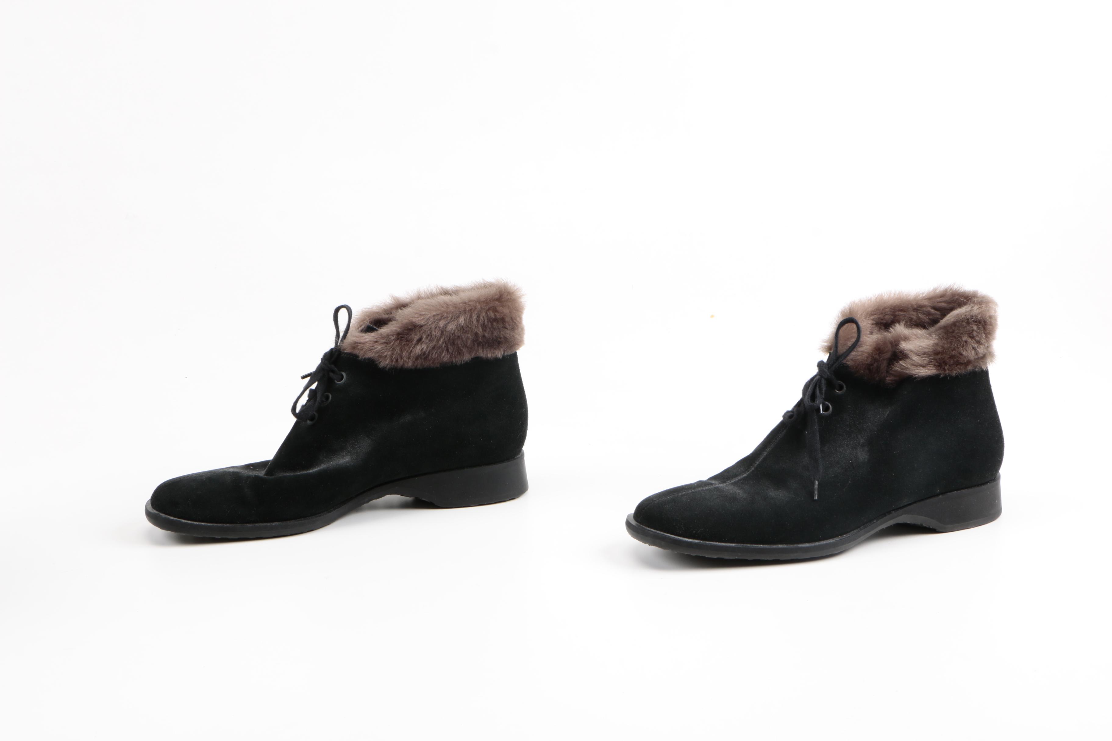 Bruno Magli Faux Shearling Ankle Boots and Tote Bag