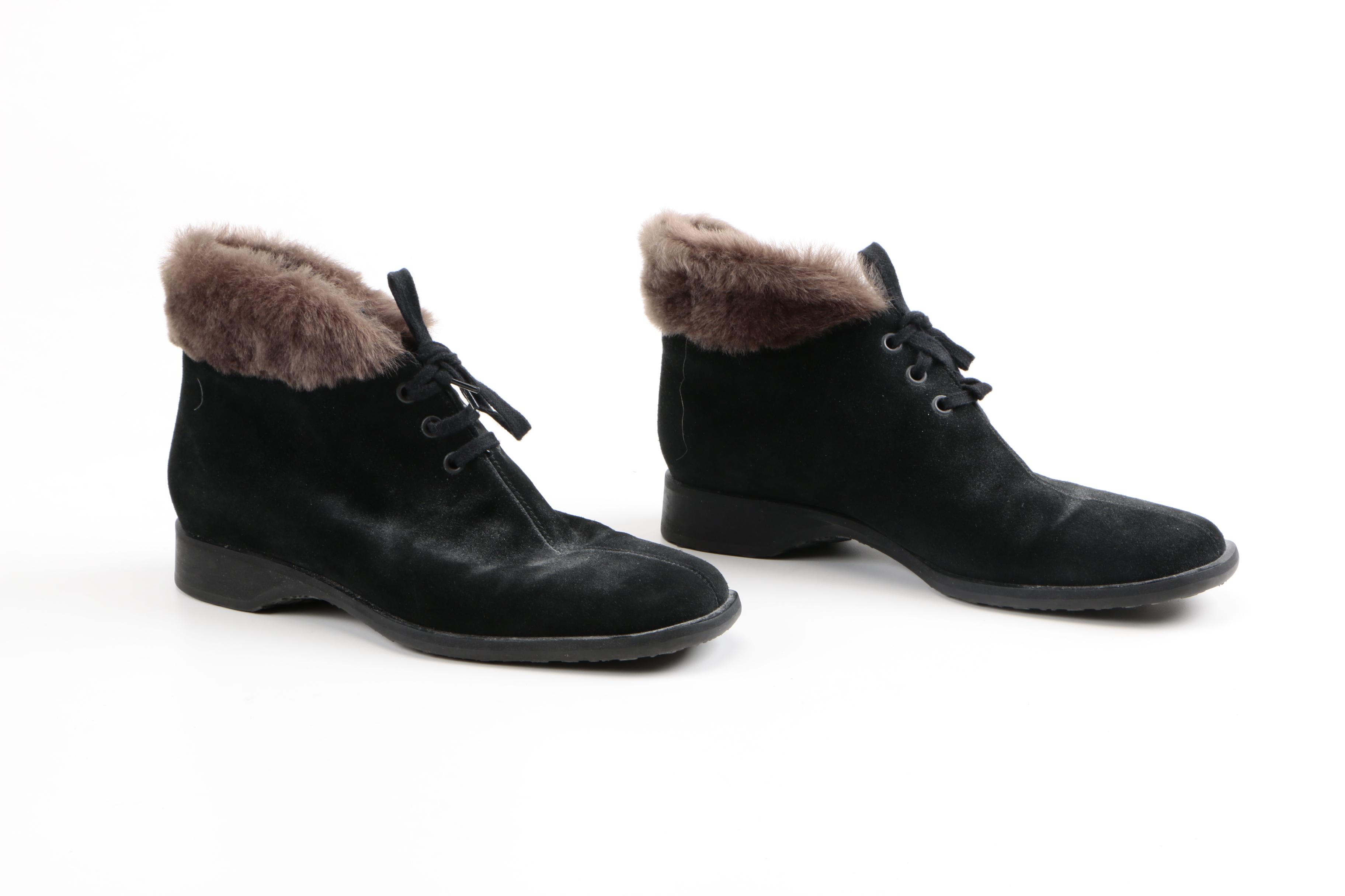 Bruno Magli Faux Shearling Ankle Boots and Tote Bag