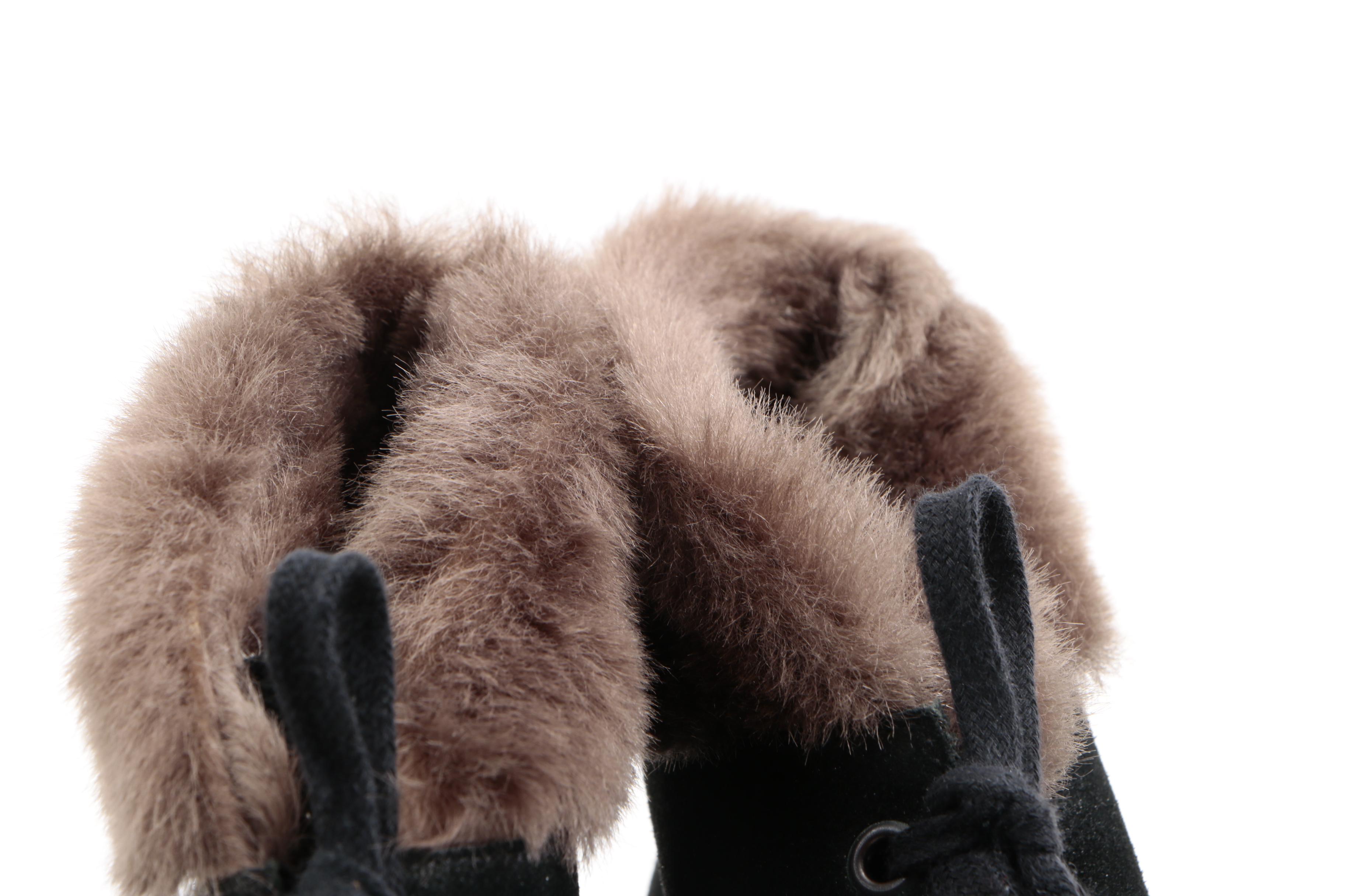 Bruno Magli Faux Shearling Ankle Boots and Tote Bag