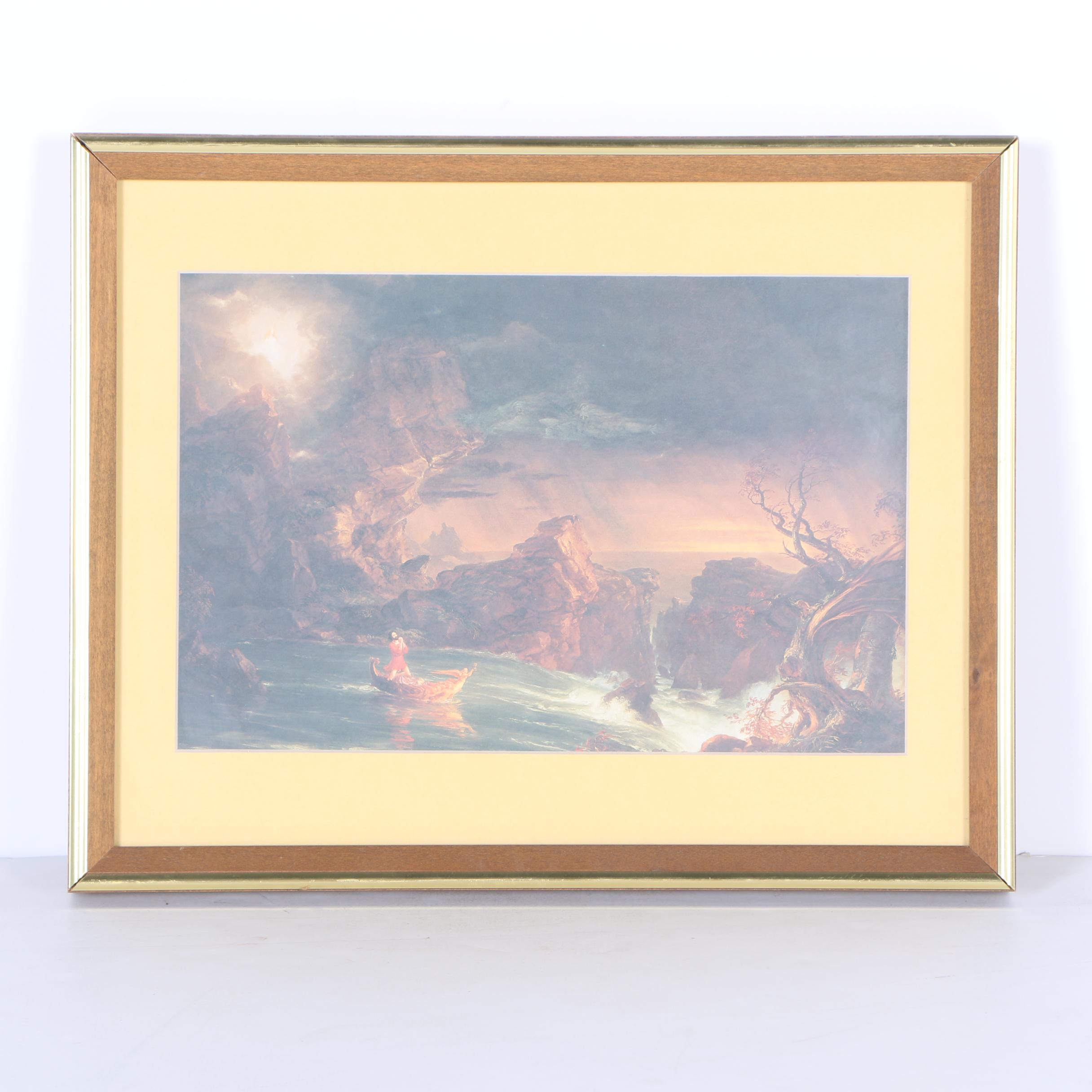 Framed Offset Lithograph After Thomas Cole's "The Voyage of Life: Manhood"