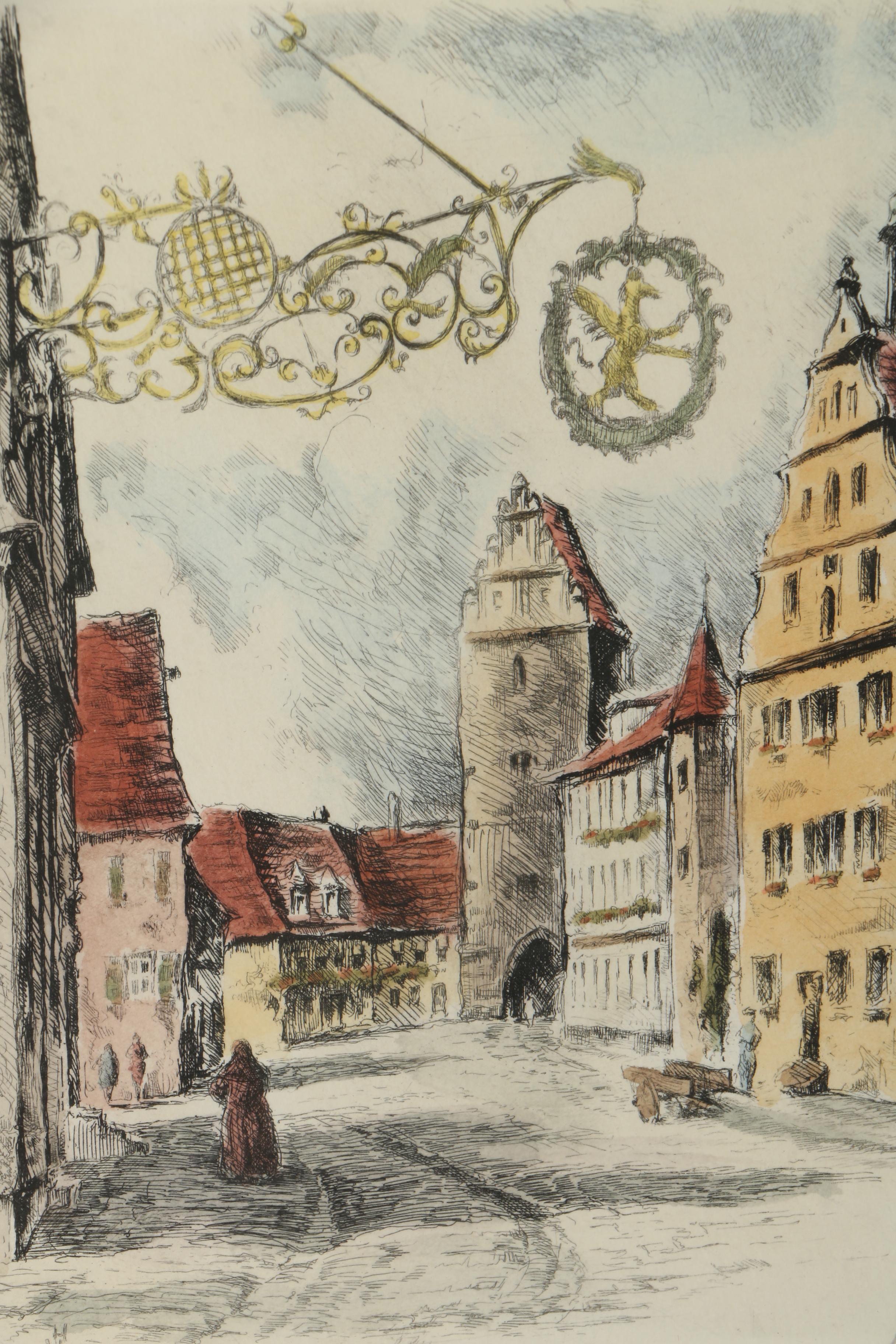 Hand Colored Etching and Offset Lithograph of the Kammerzell House