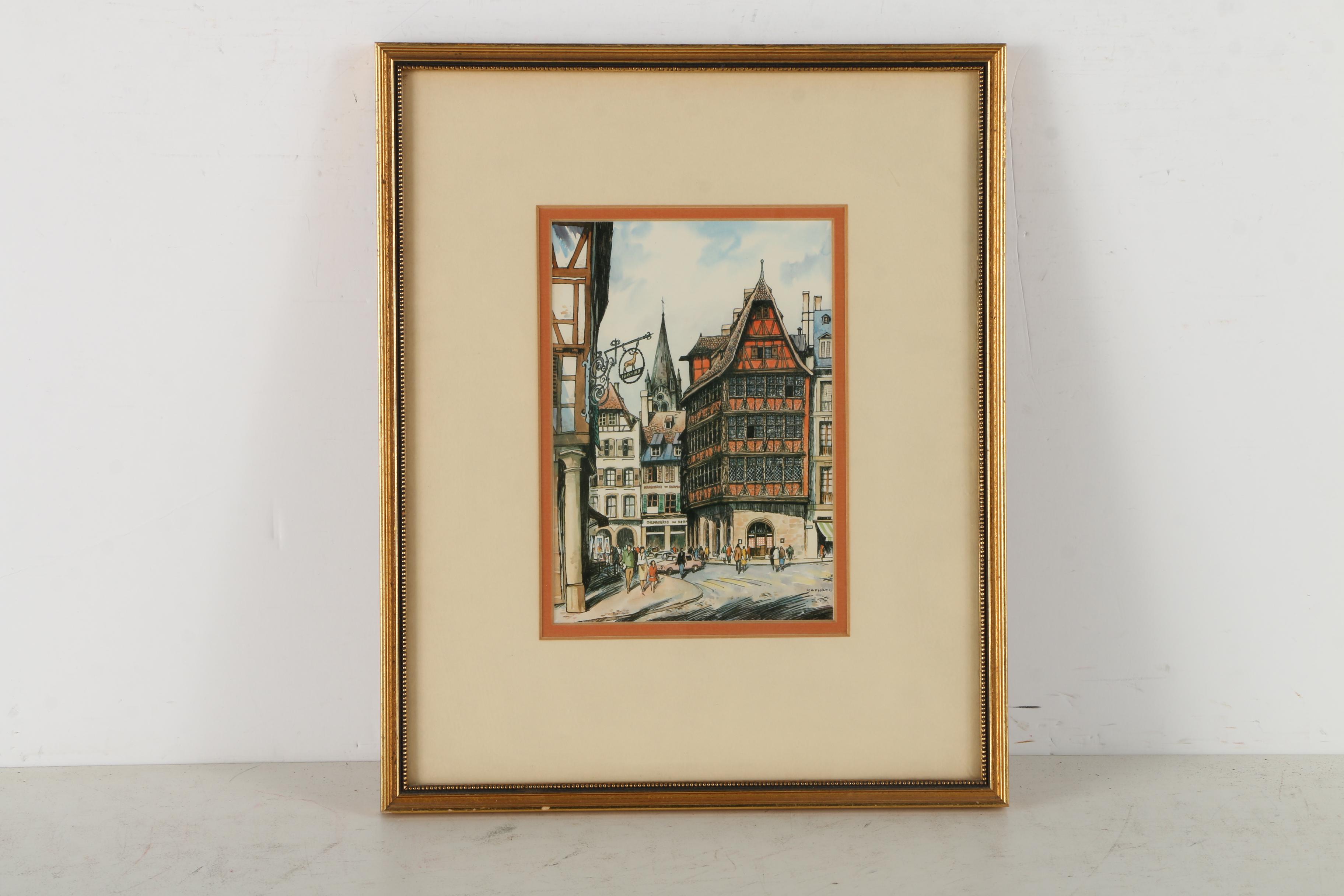 Hand Colored Etching and Offset Lithograph of the Kammerzell House