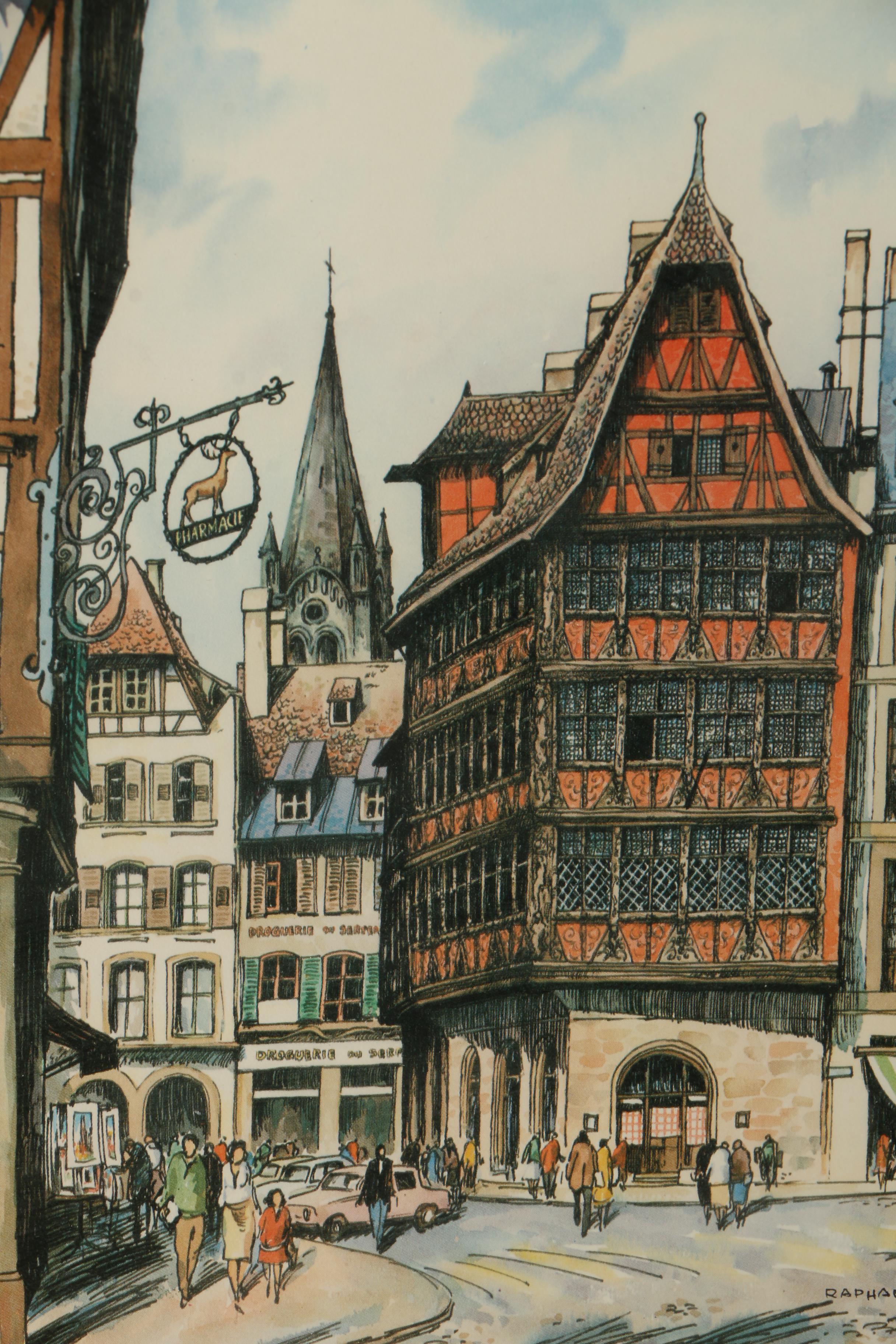 Hand Colored Etching and Offset Lithograph of the Kammerzell House