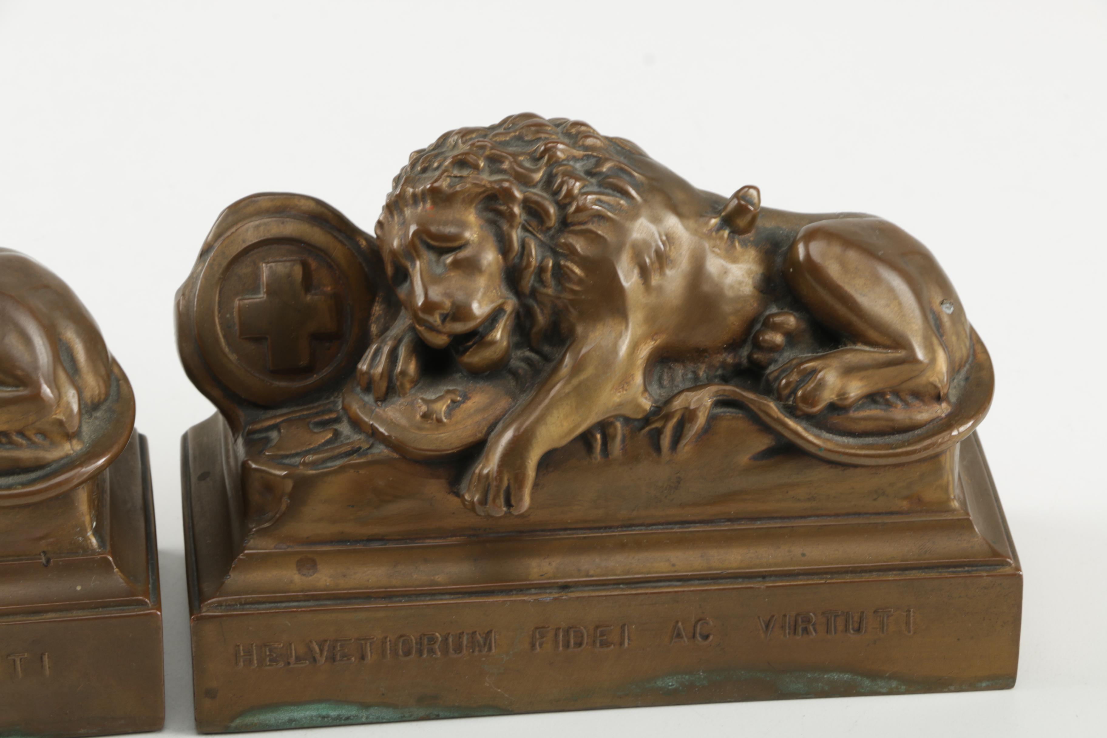Replica Lion Monument of Lucerne Bookends