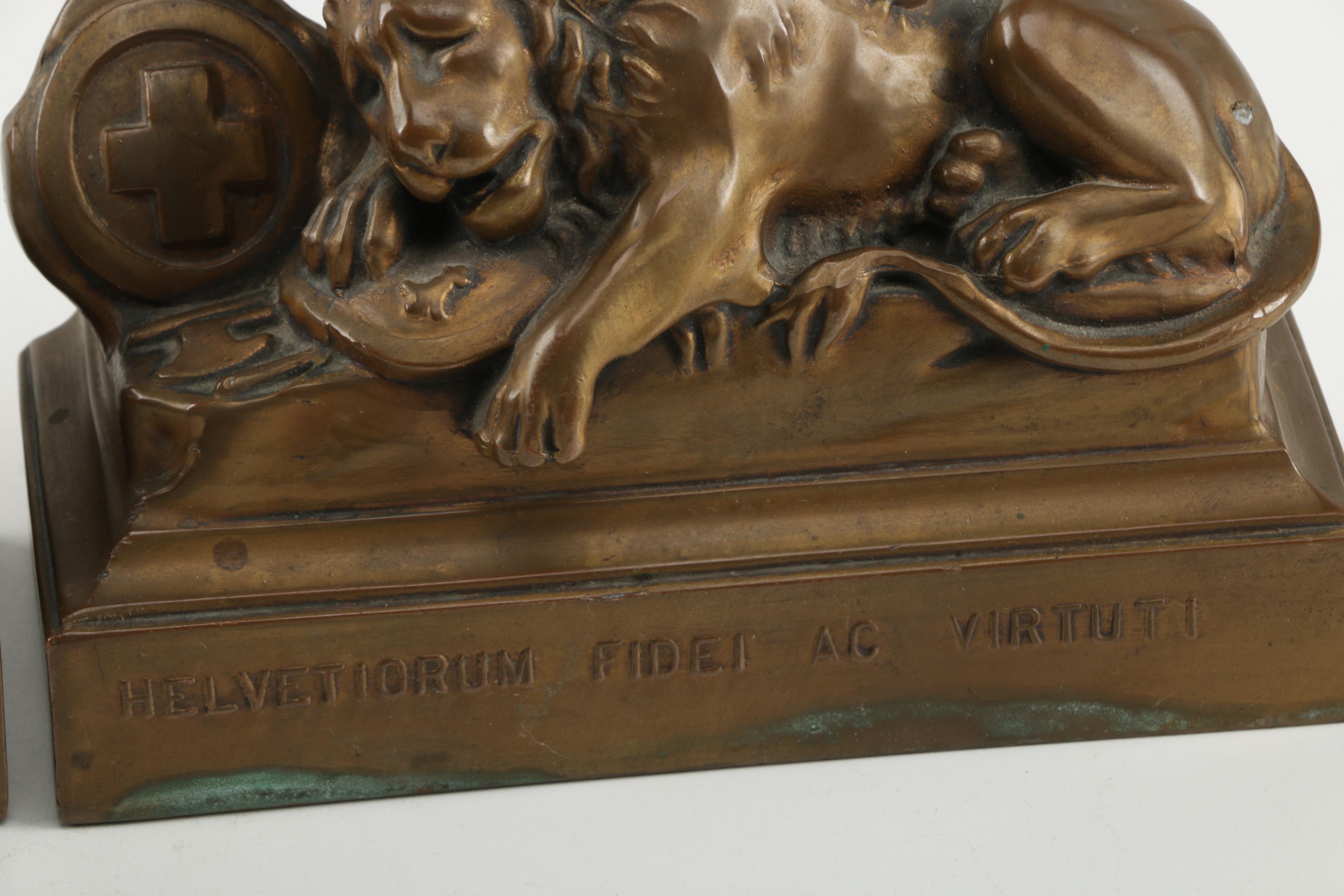 Replica Lion Monument of Lucerne Bookends