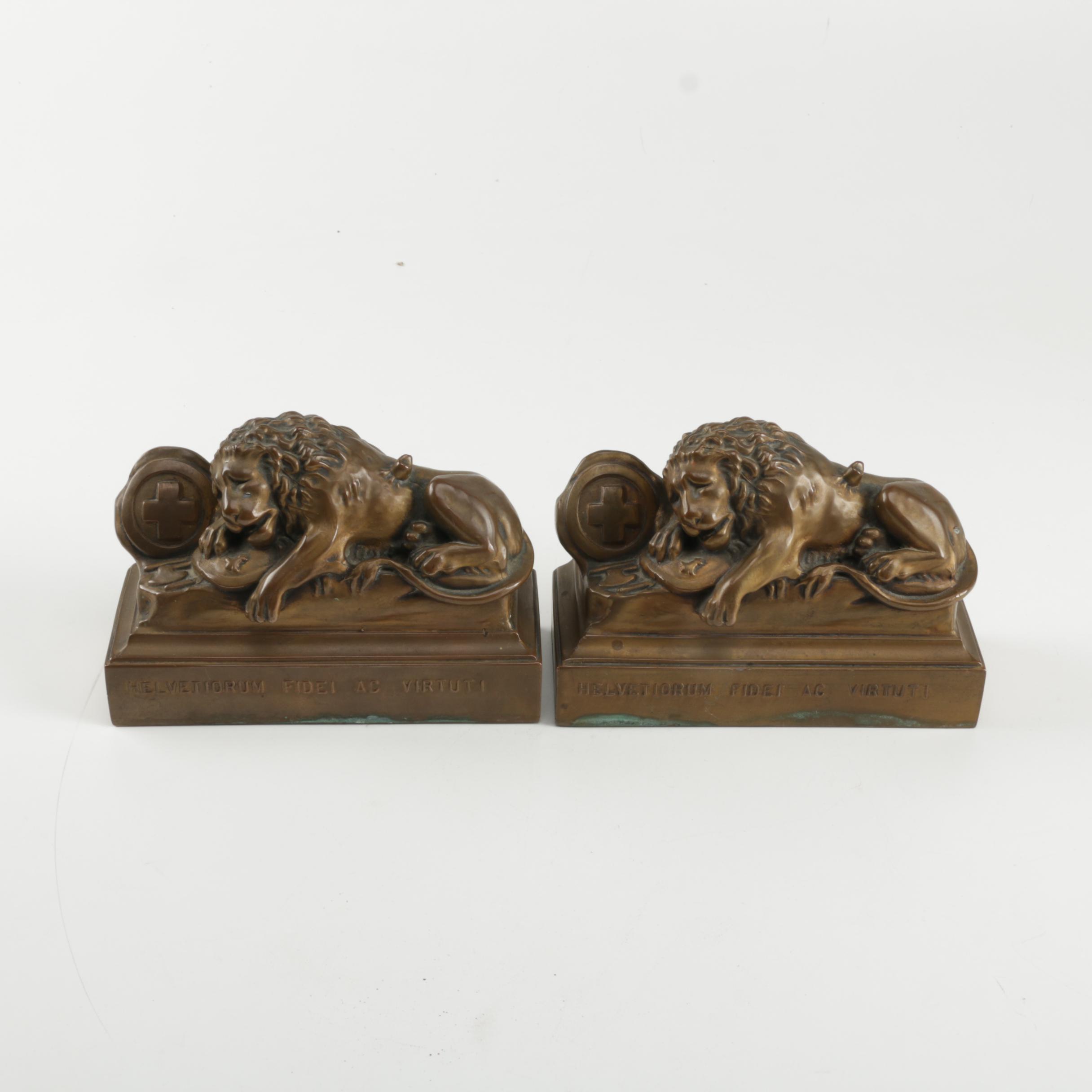 Replica Lion Monument of Lucerne Bookends