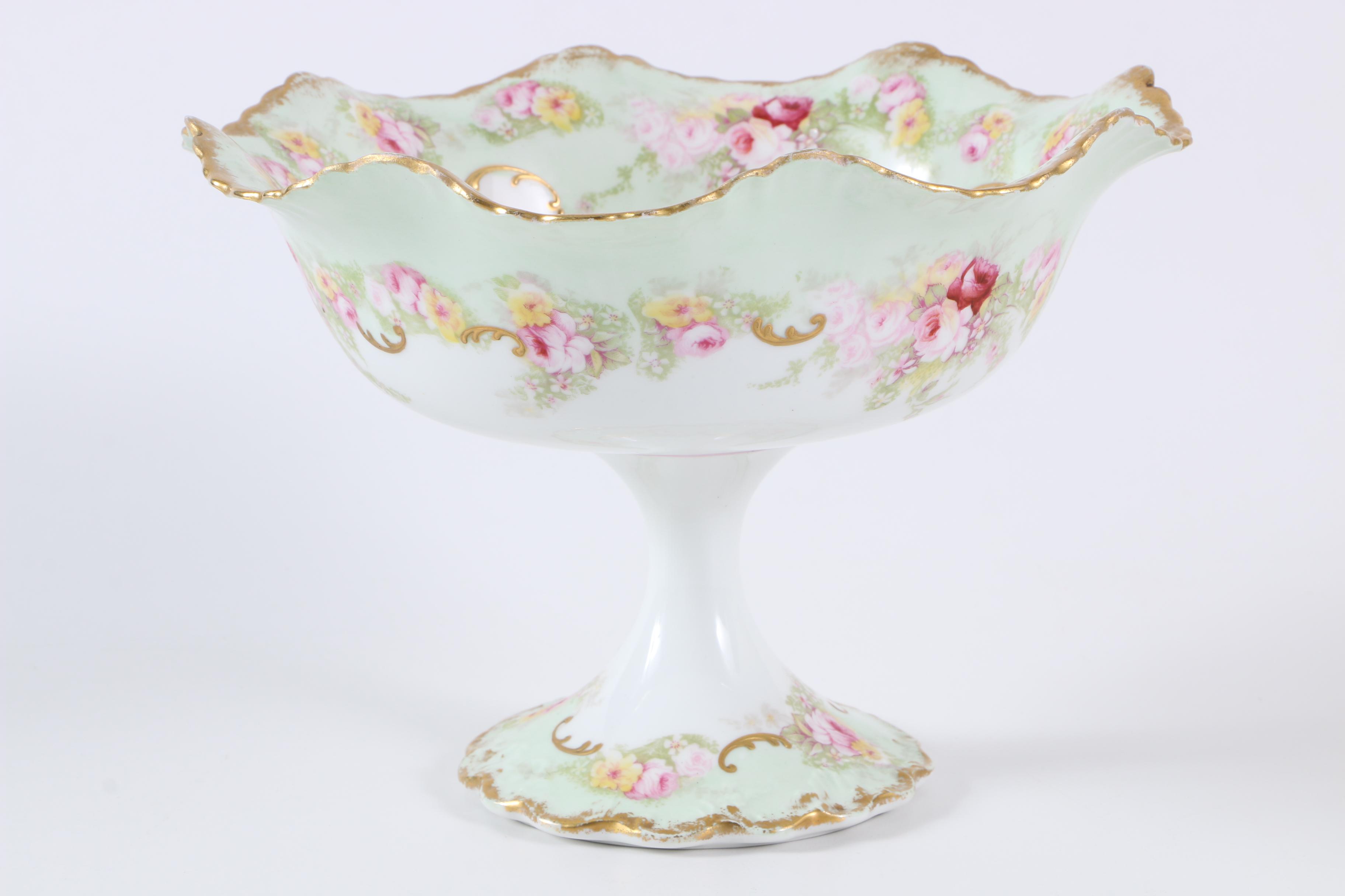 Elite Works Decorated Limoges Floral Compote