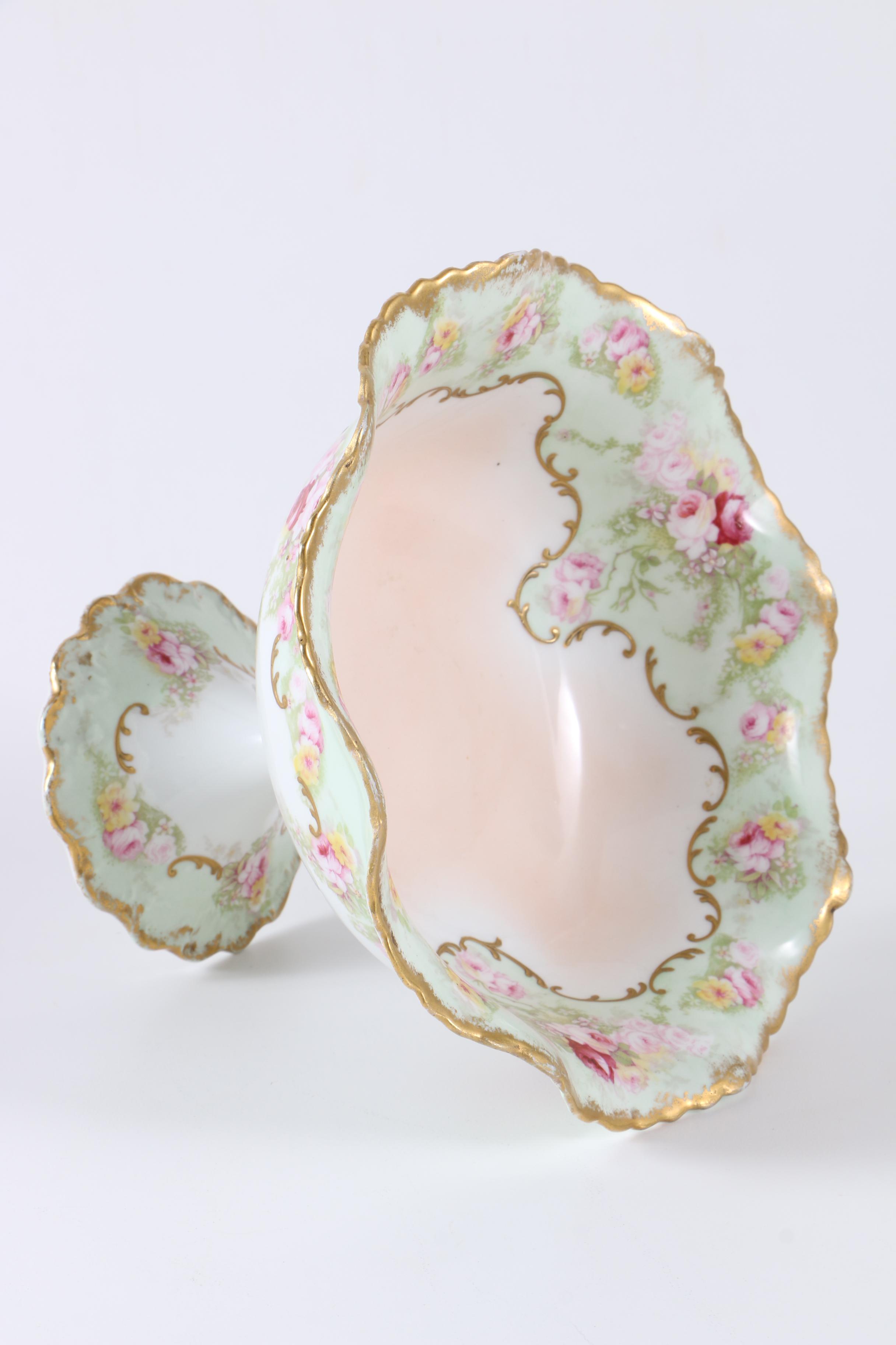 Elite Works Decorated Limoges Floral Compote