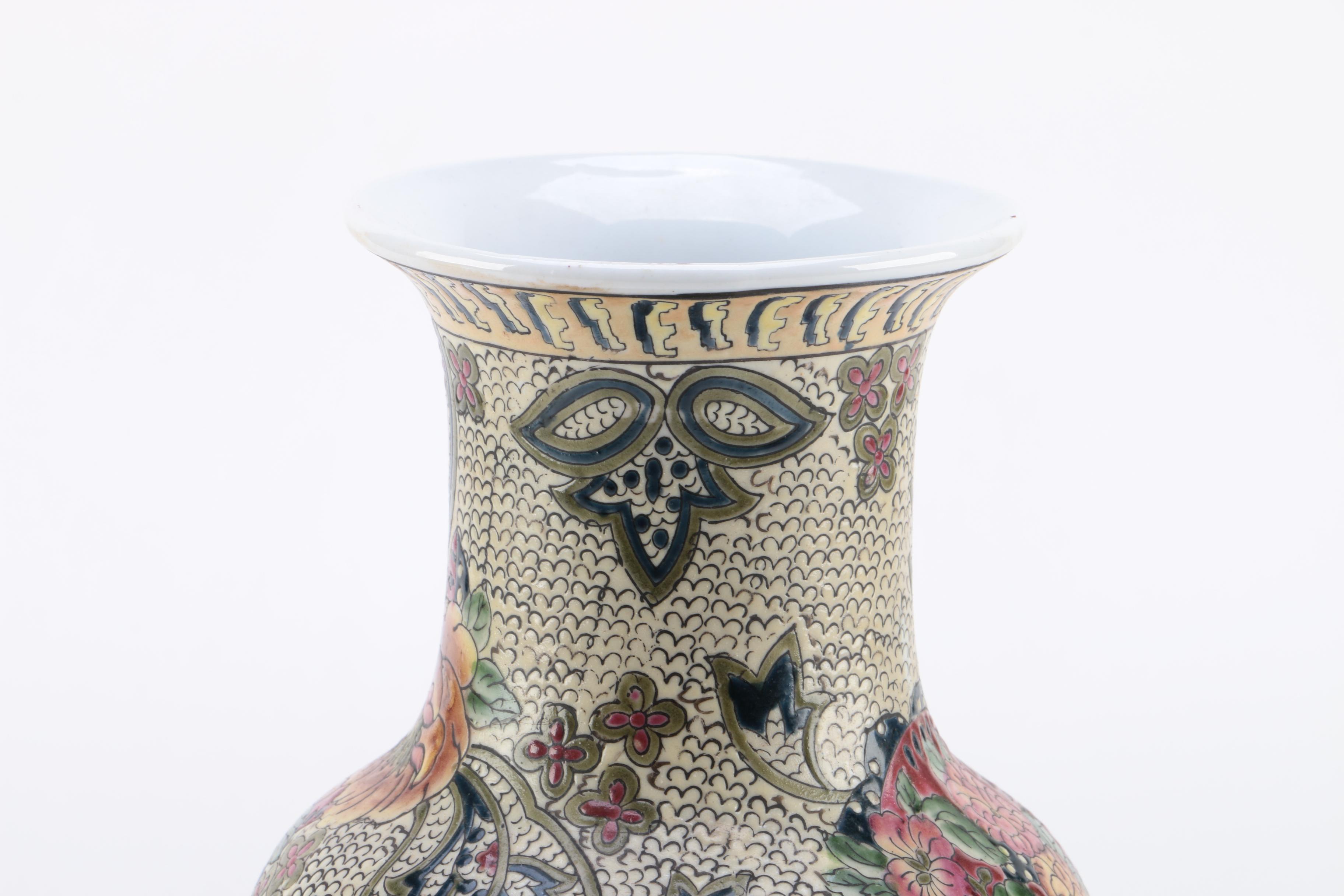 Porcelain Floral Motif Vase