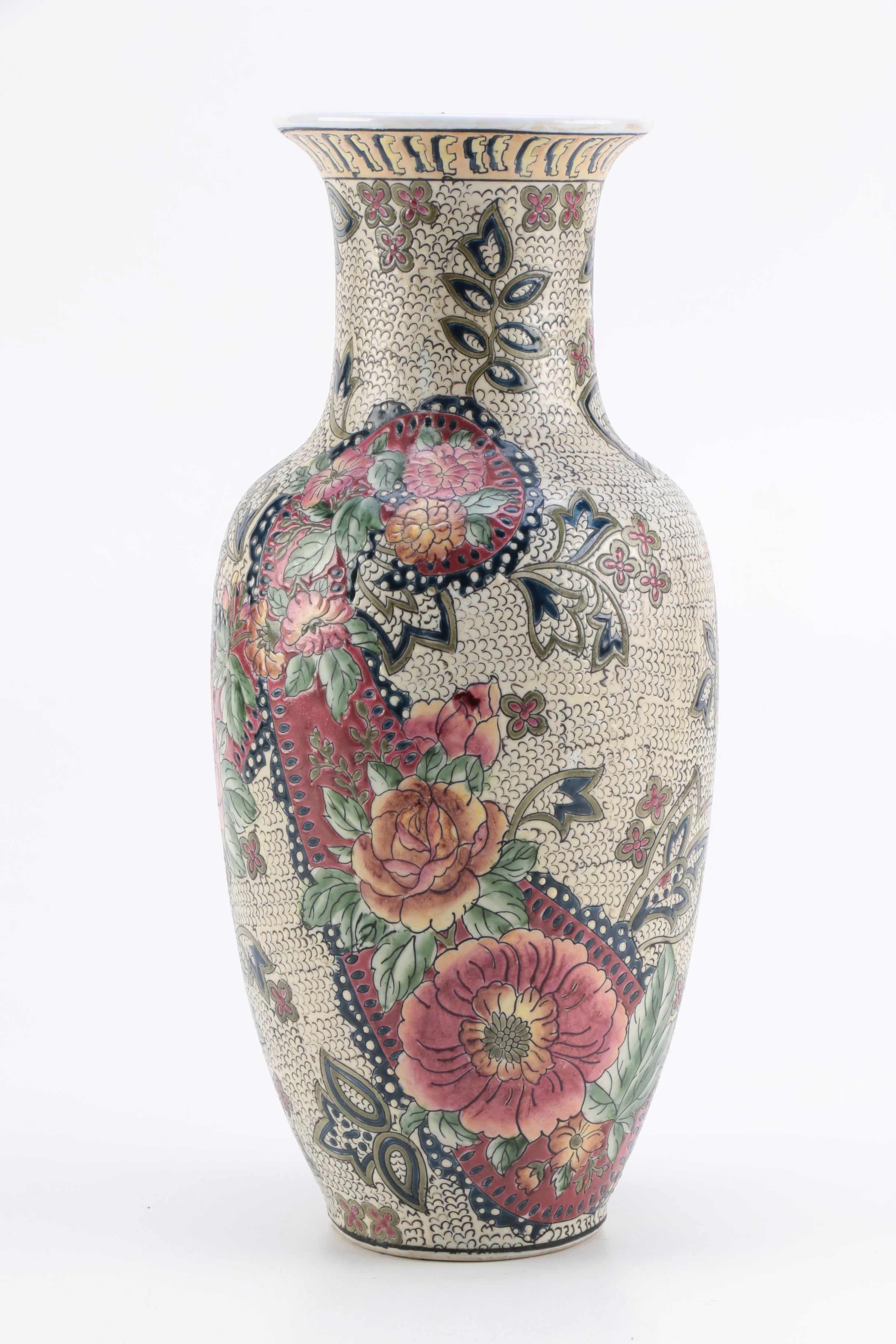 Porcelain Floral Motif Vase