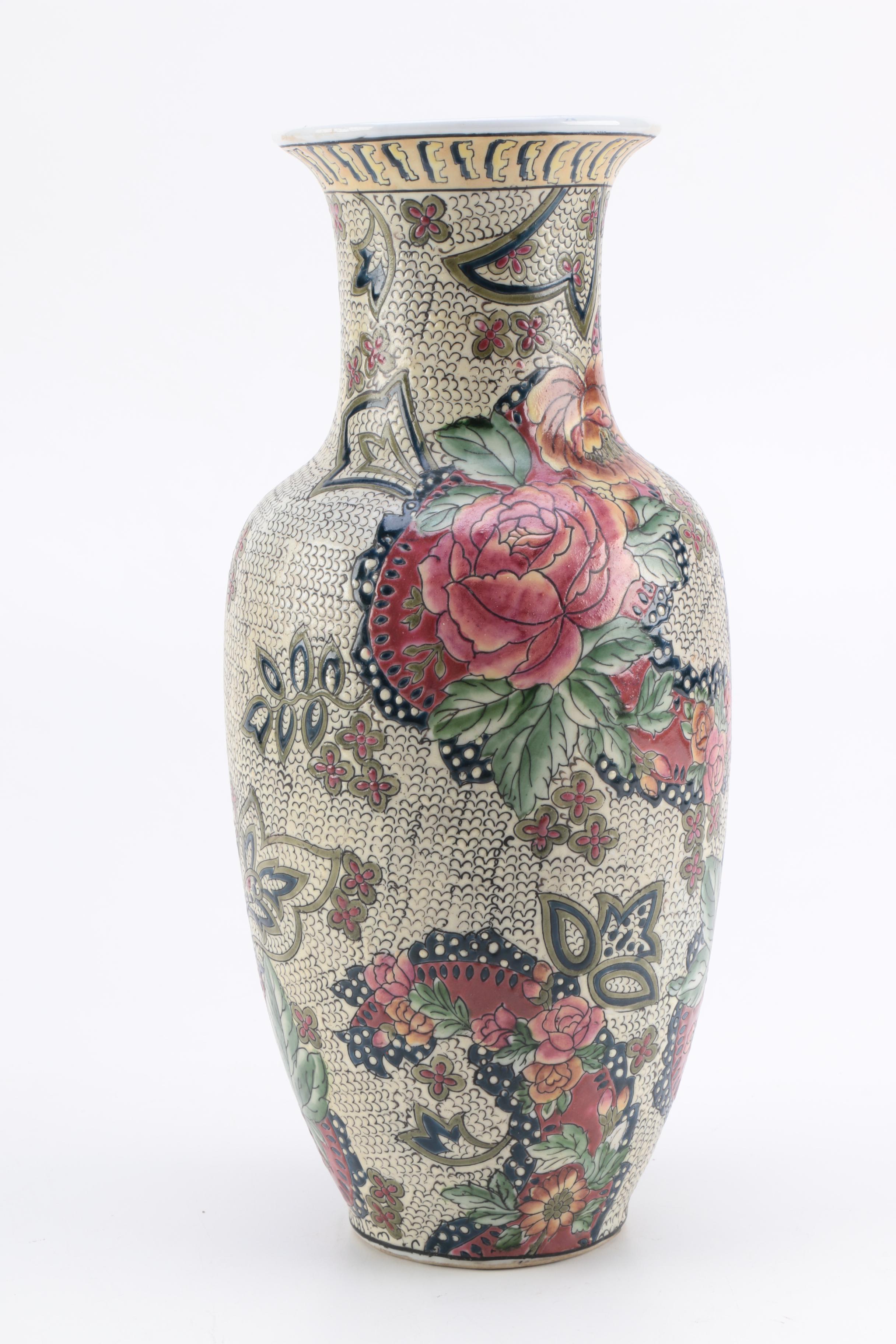 Porcelain Floral Motif Vase