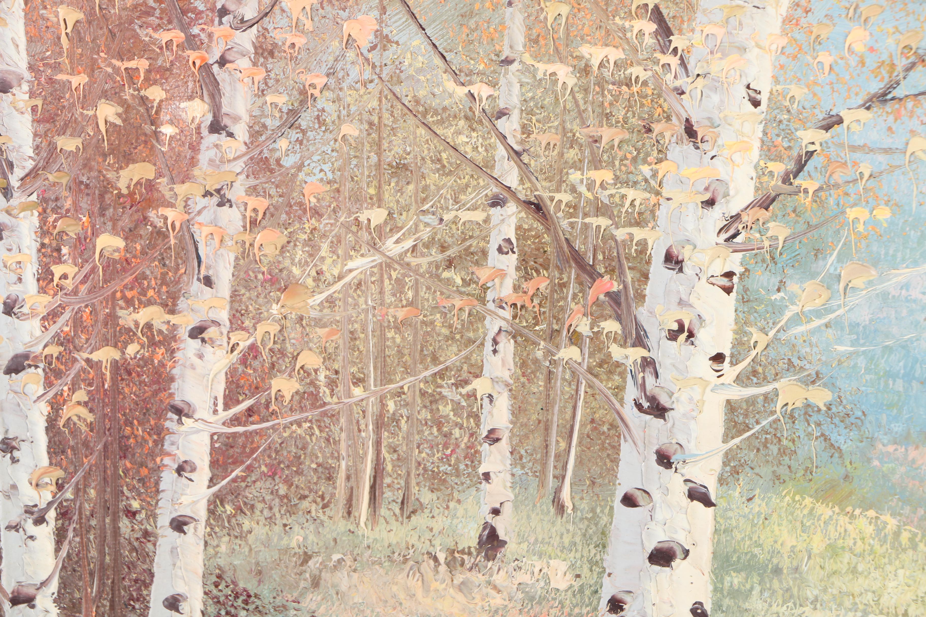 W. Jones Oil Painting on Canvas of Autumn Woodland Landscape