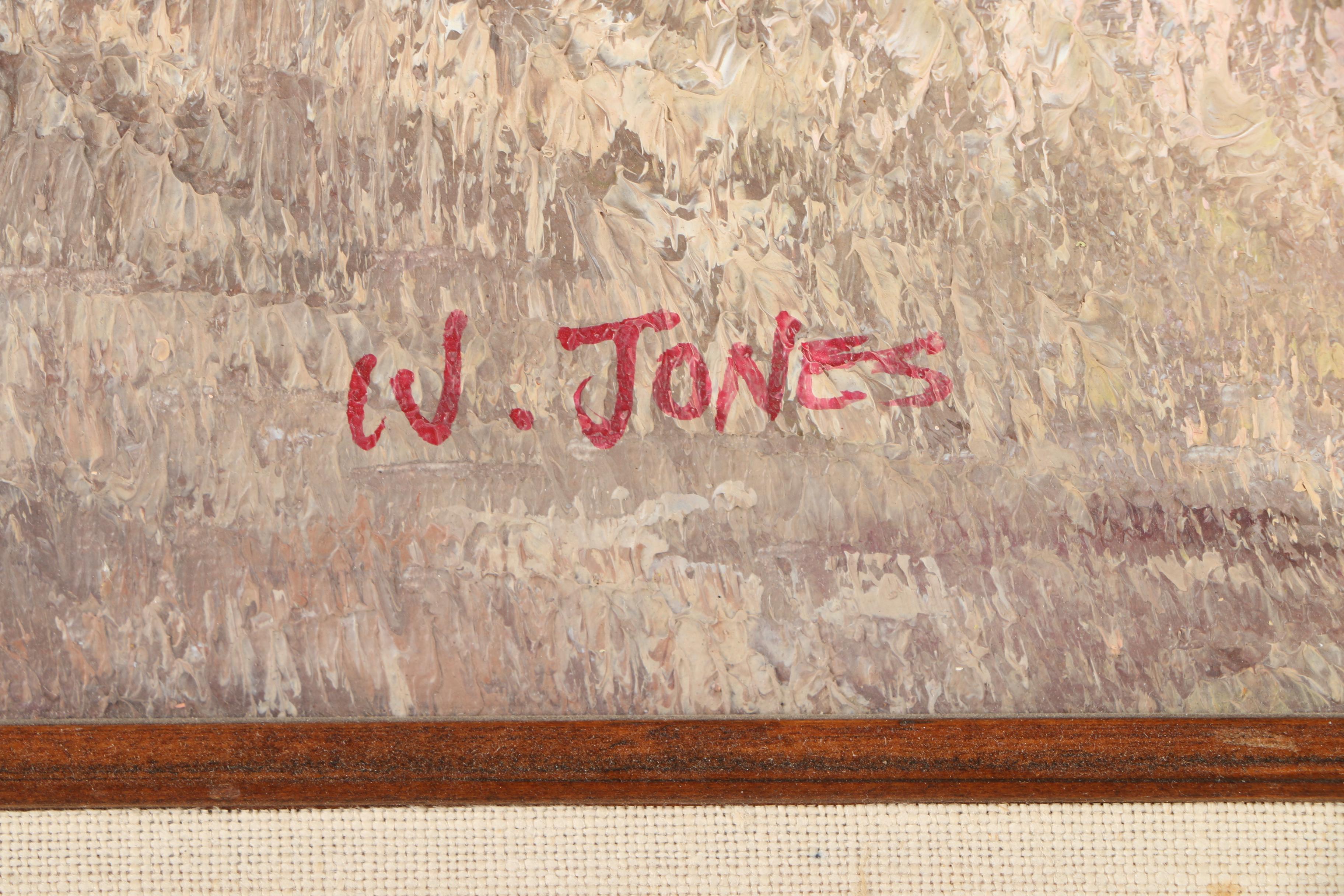 W. Jones Oil Painting on Canvas of Autumn Woodland Landscape