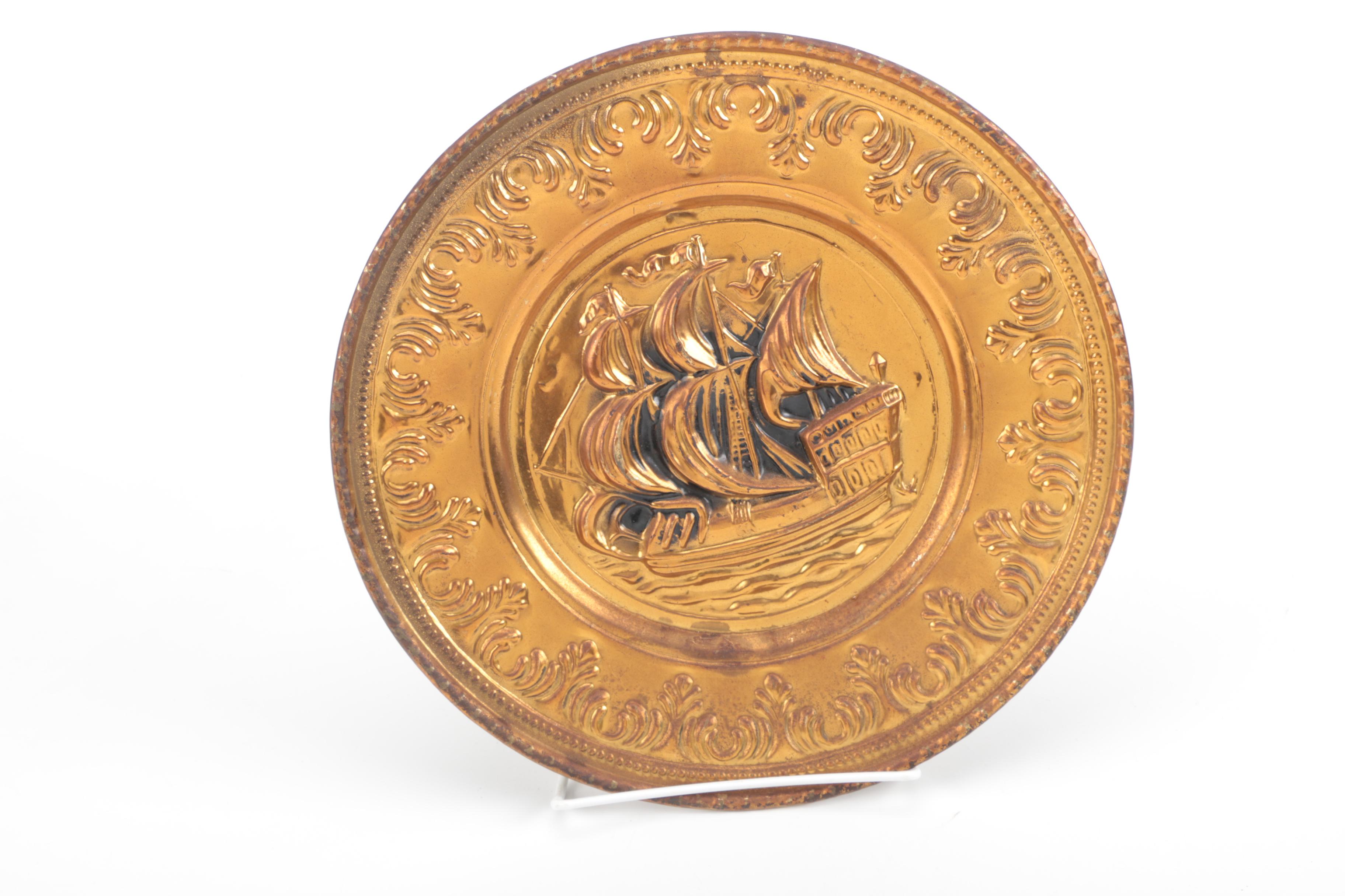 Four Decorative Brass Platters