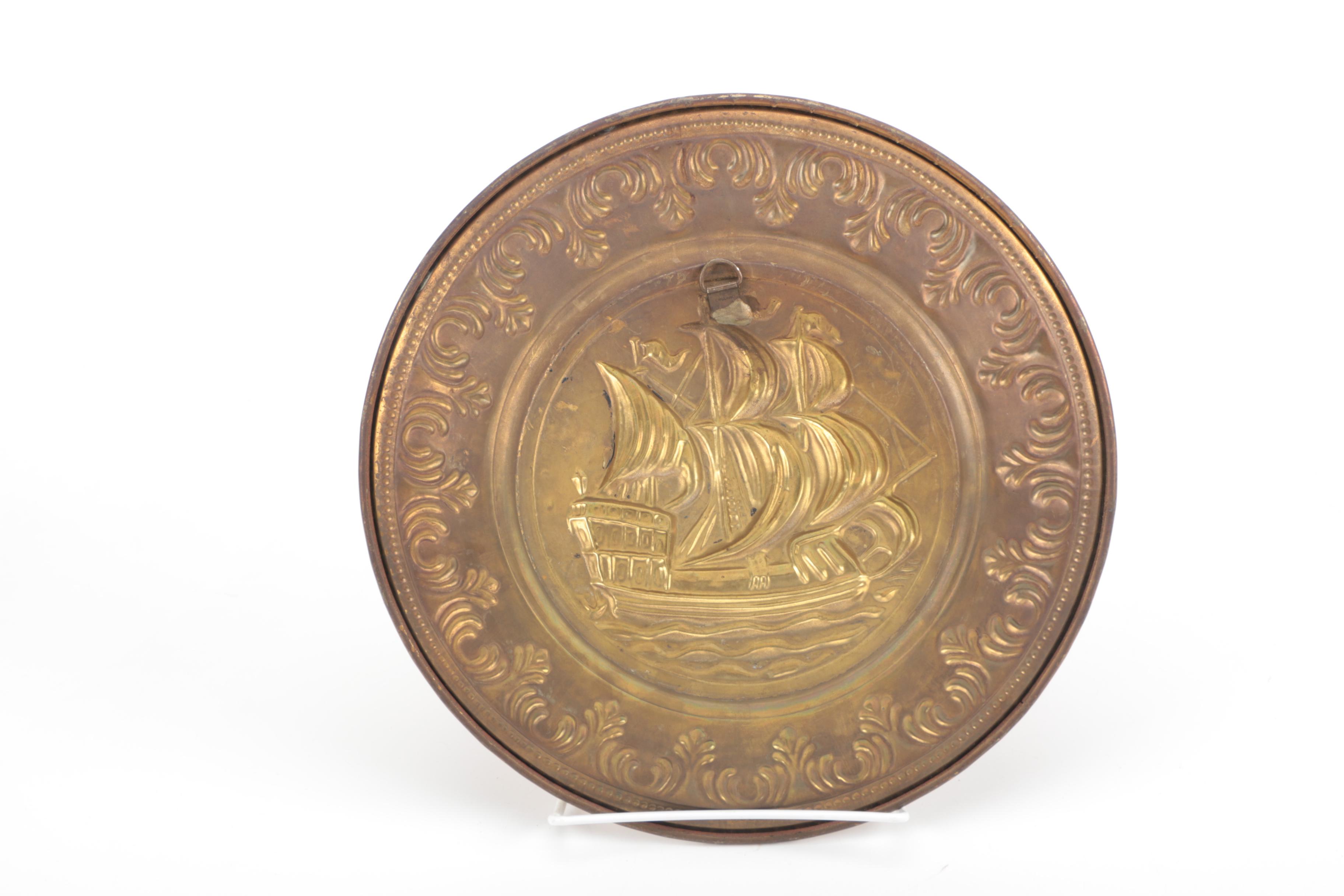 Four Decorative Brass Platters