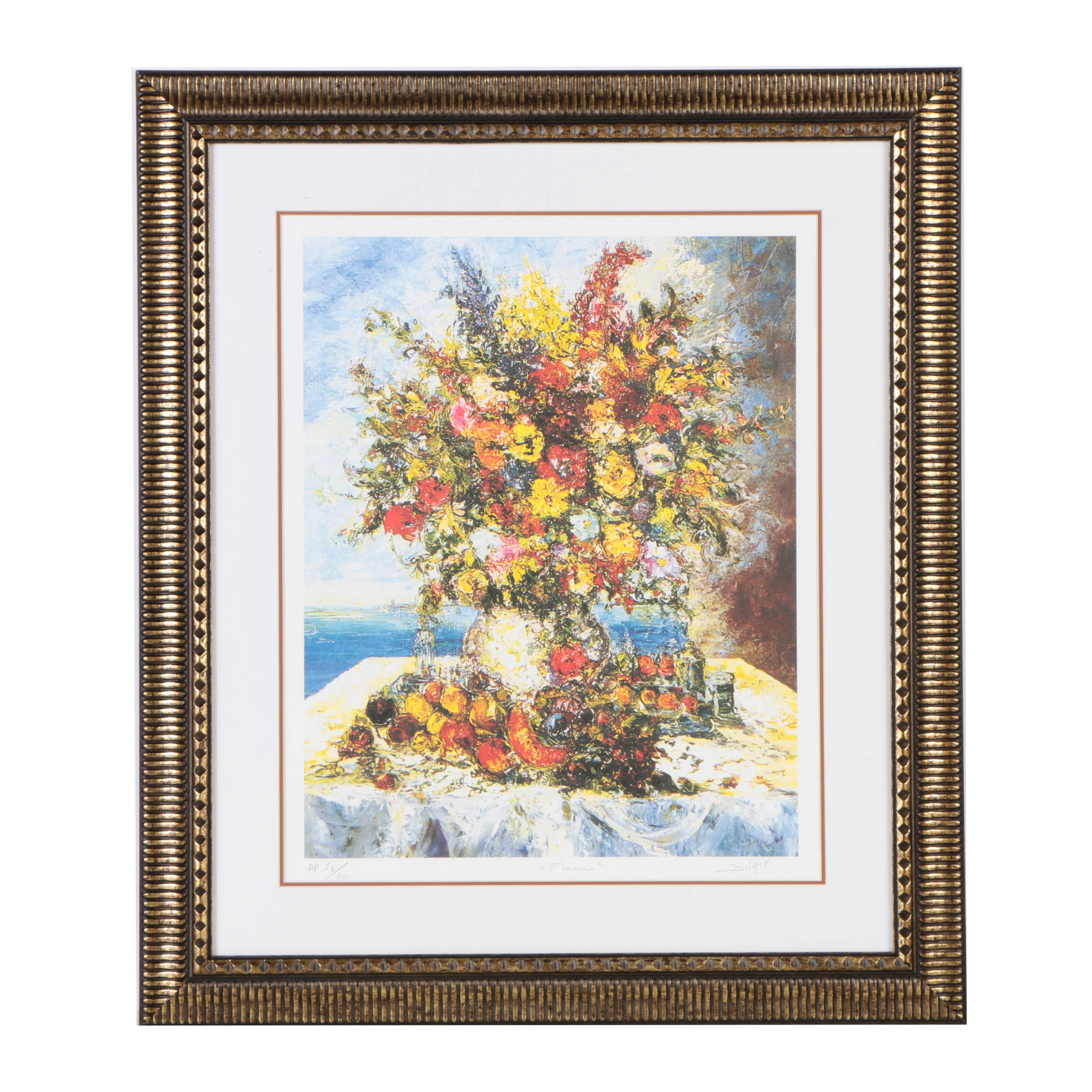 Duaiv Signed Artist's Proof Offset Lithograph on Paper "Flowers"