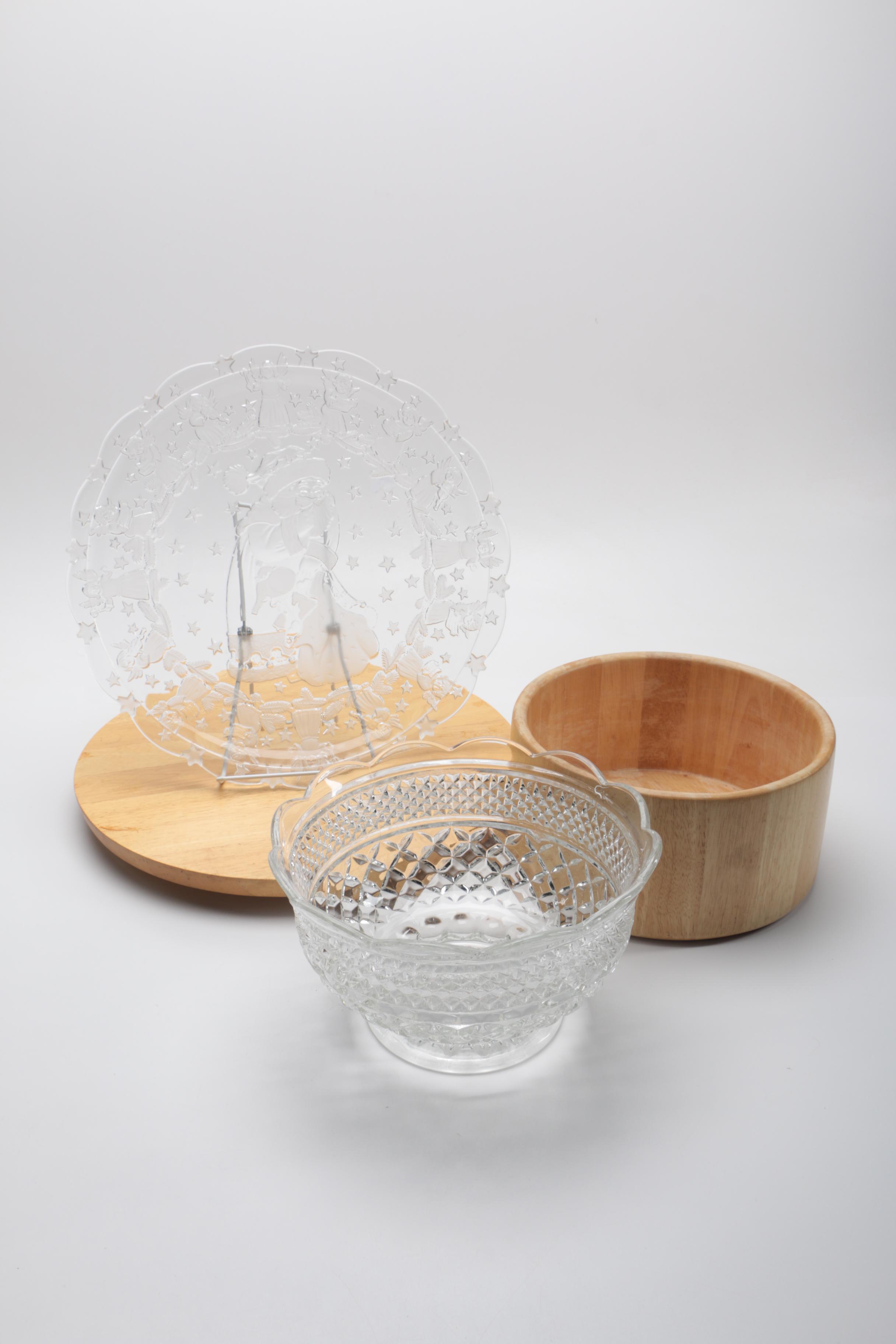 Glass and Wood Serving Ware