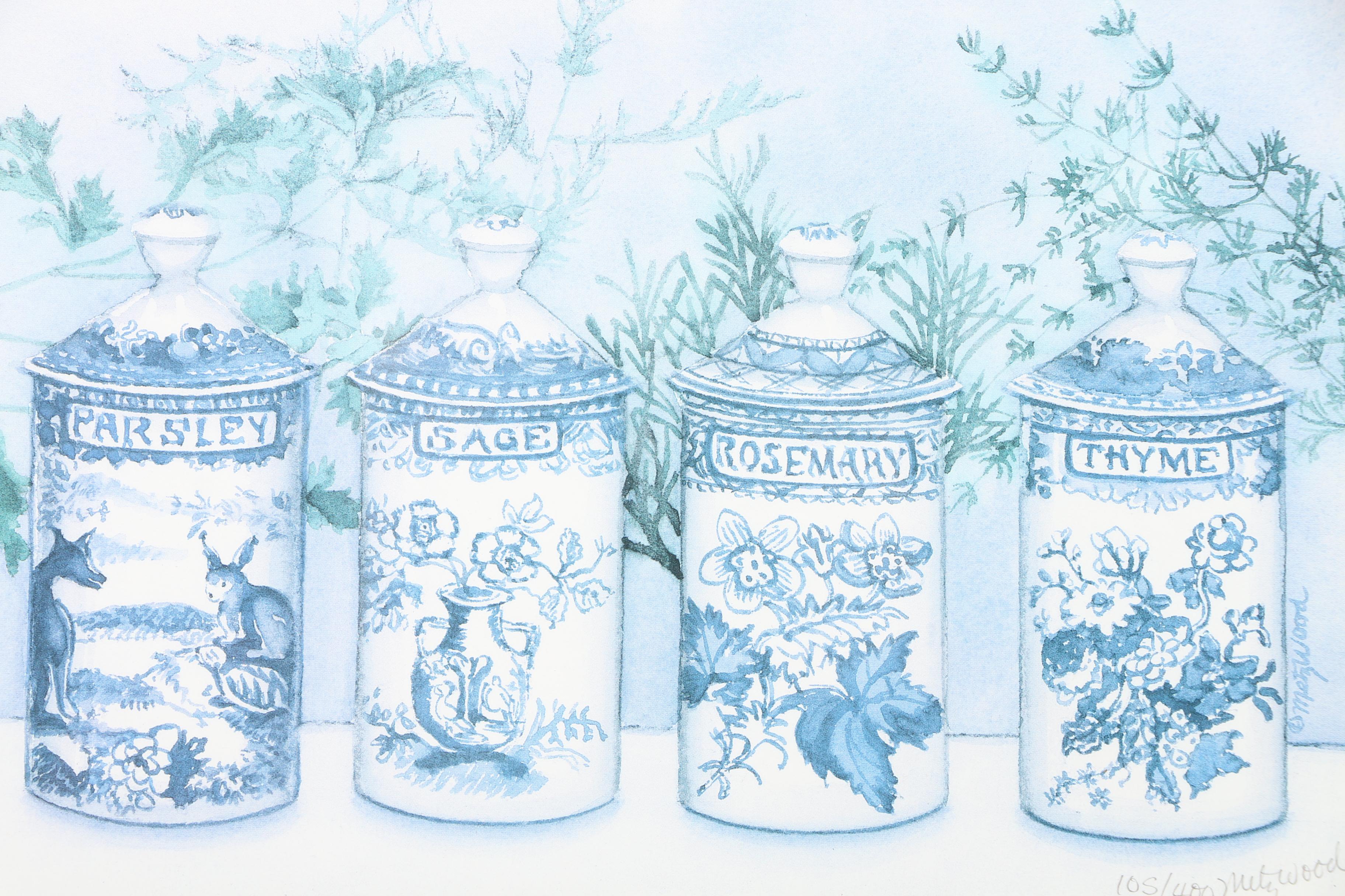 Sarah Metzwood Limited Edition Offset Lithographs of Herb Jars