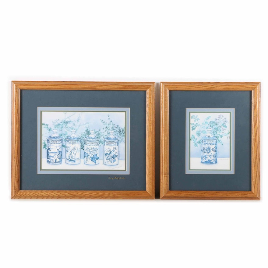 Sarah Metzwood Limited Edition Offset Lithographs of Herb Jars