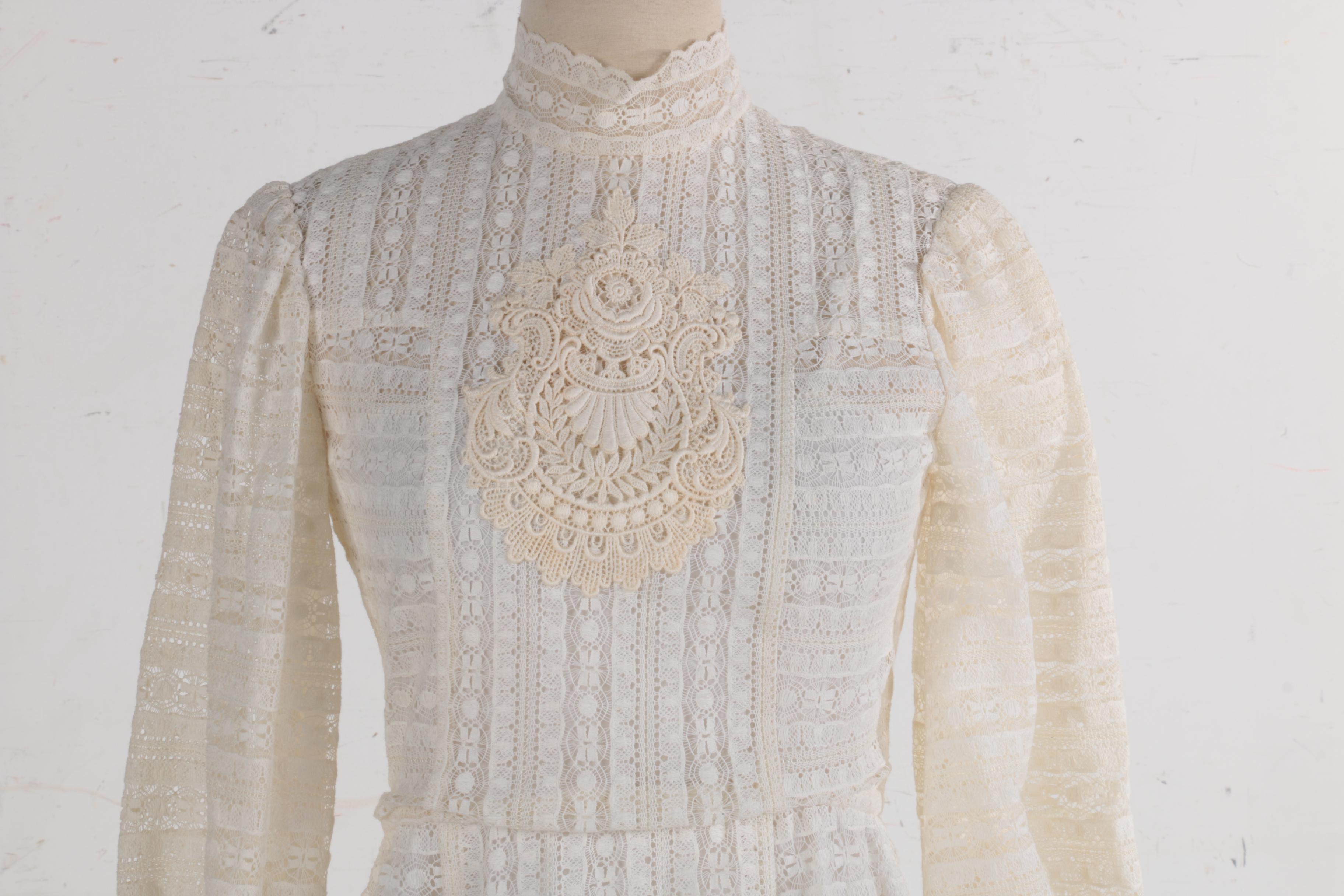 1970s Vintage Eleanor Brenner for Brenner Couture Crochet Dress