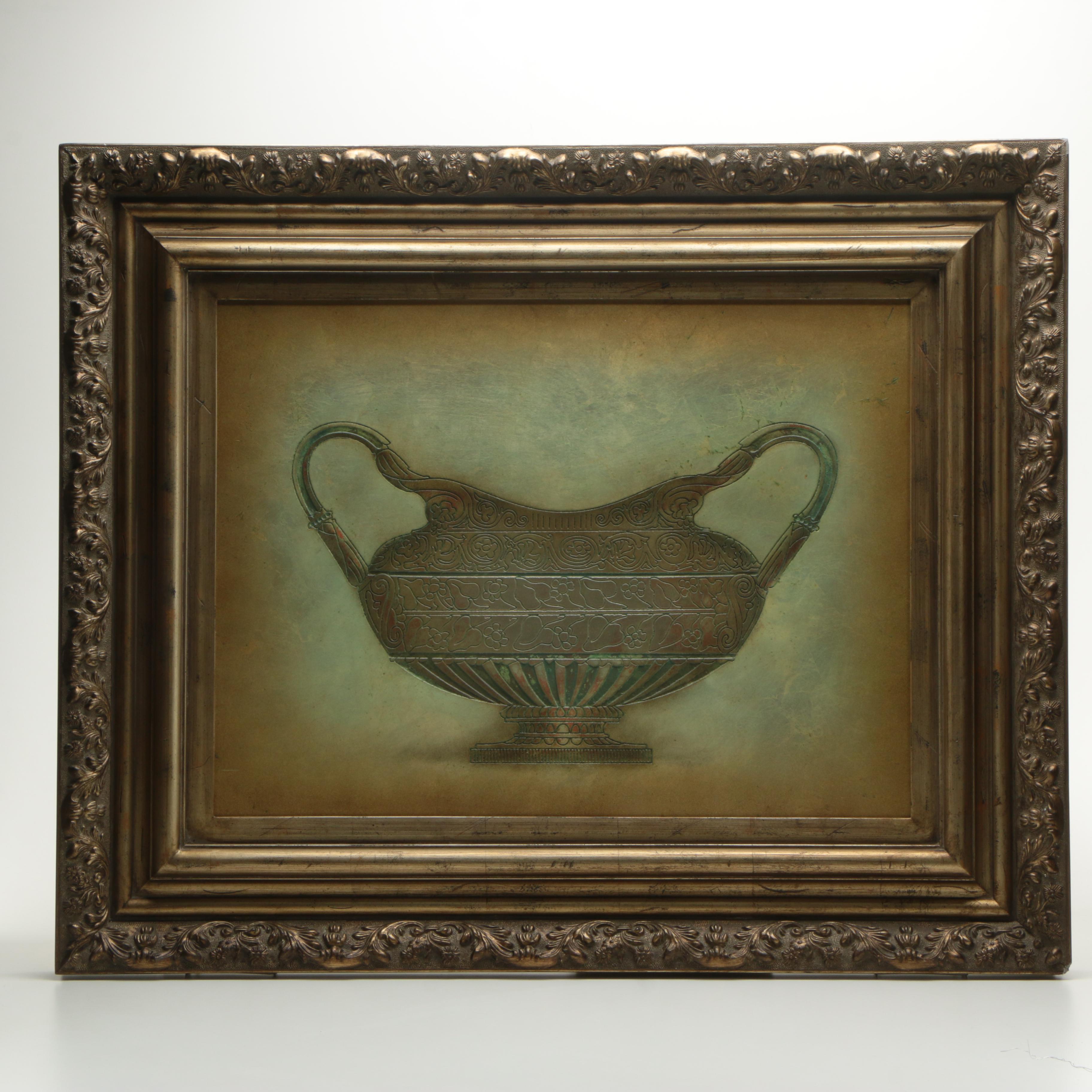 Painted Wood Relief of a Neoclassical Style Urn