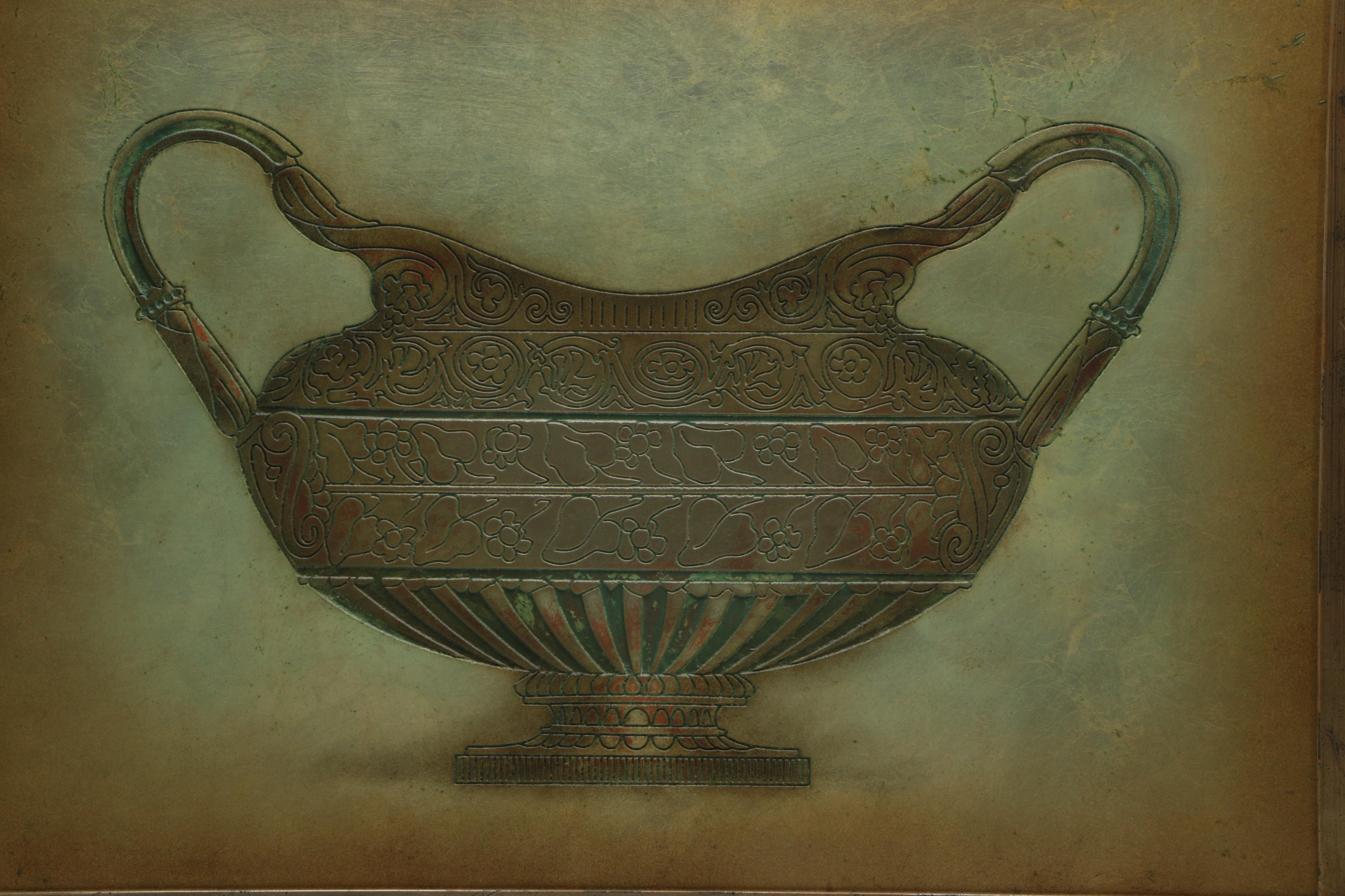 Painted Wood Relief of a Neoclassical Style Urn