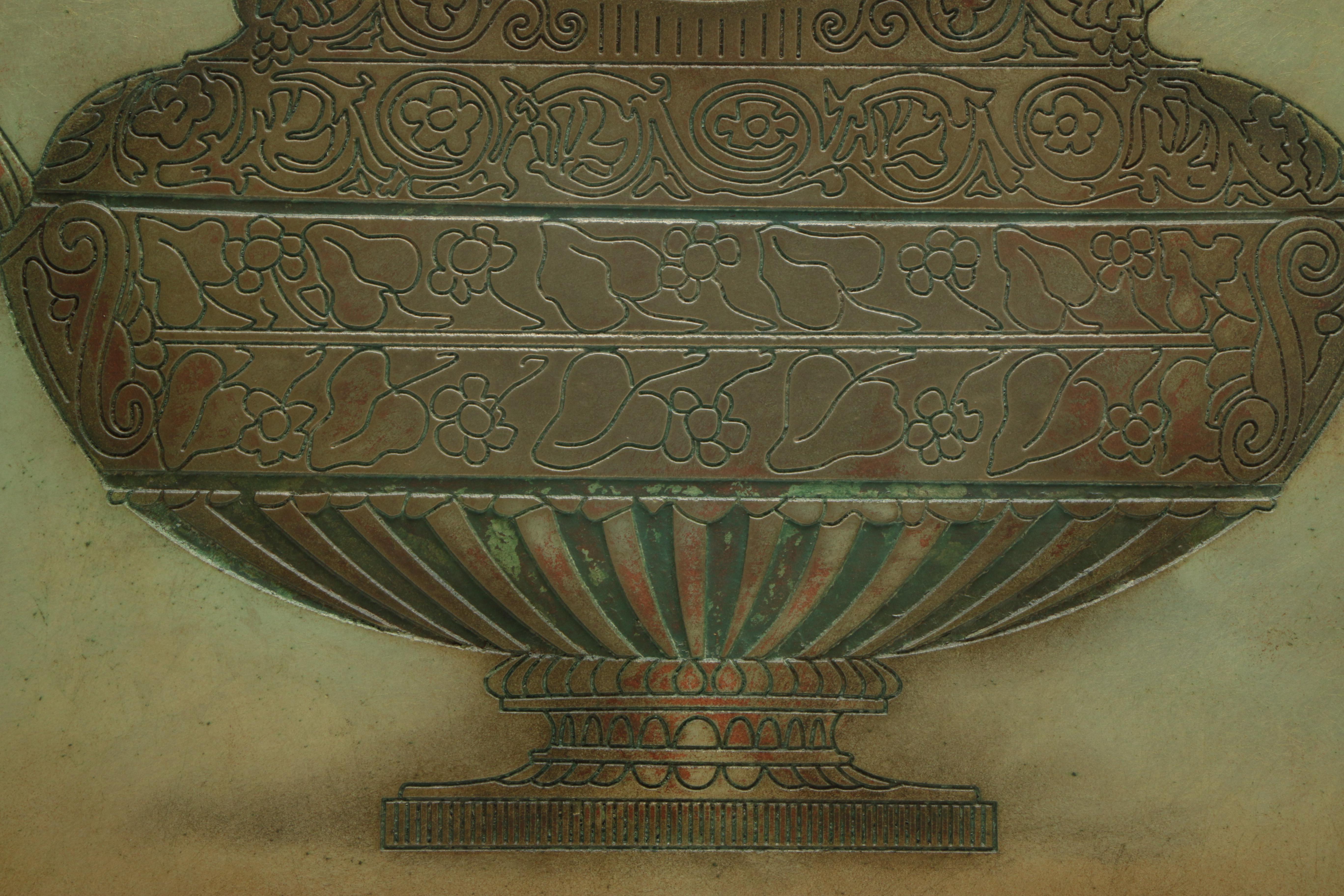 Painted Wood Relief of a Neoclassical Style Urn