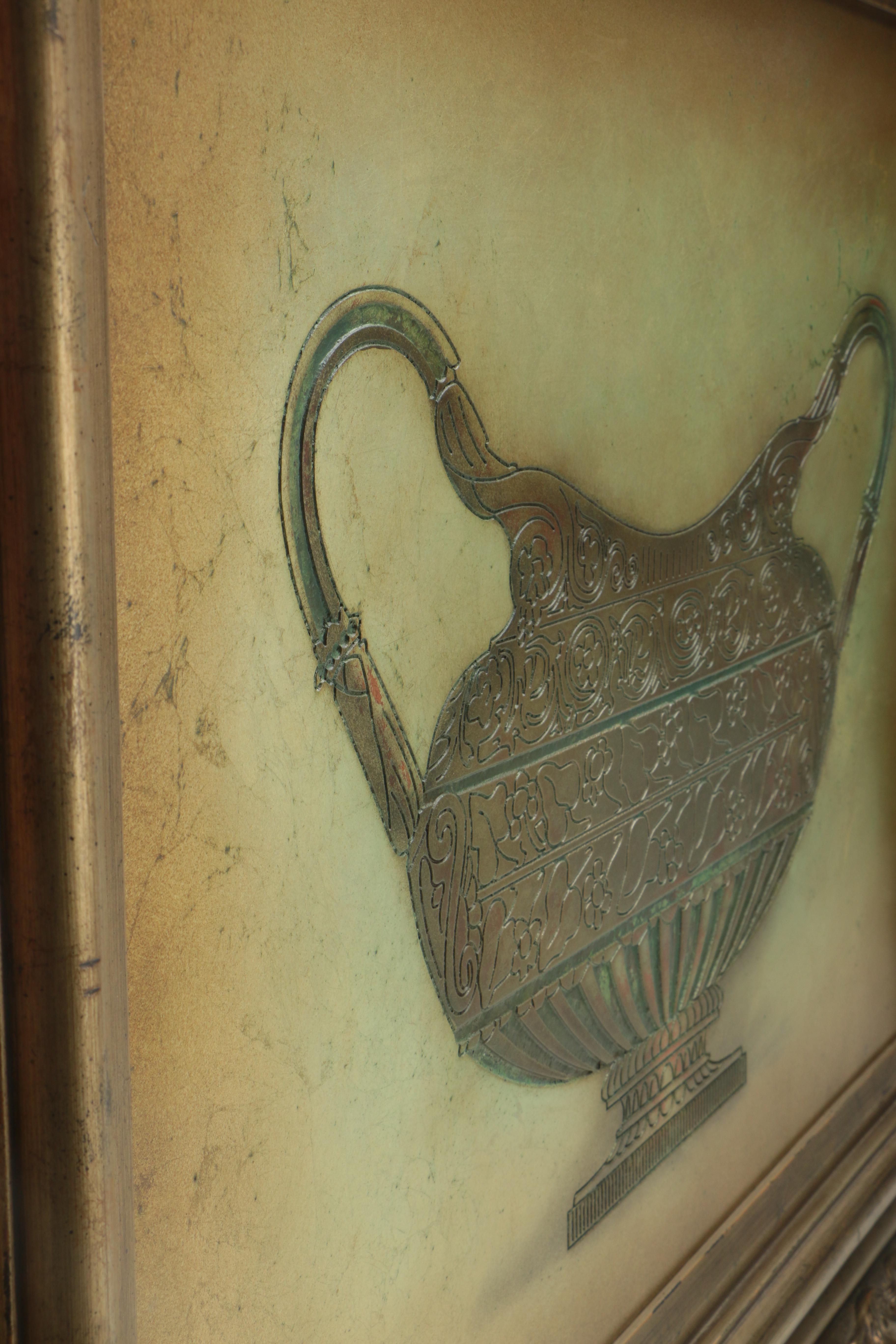 Painted Wood Relief of a Neoclassical Style Urn