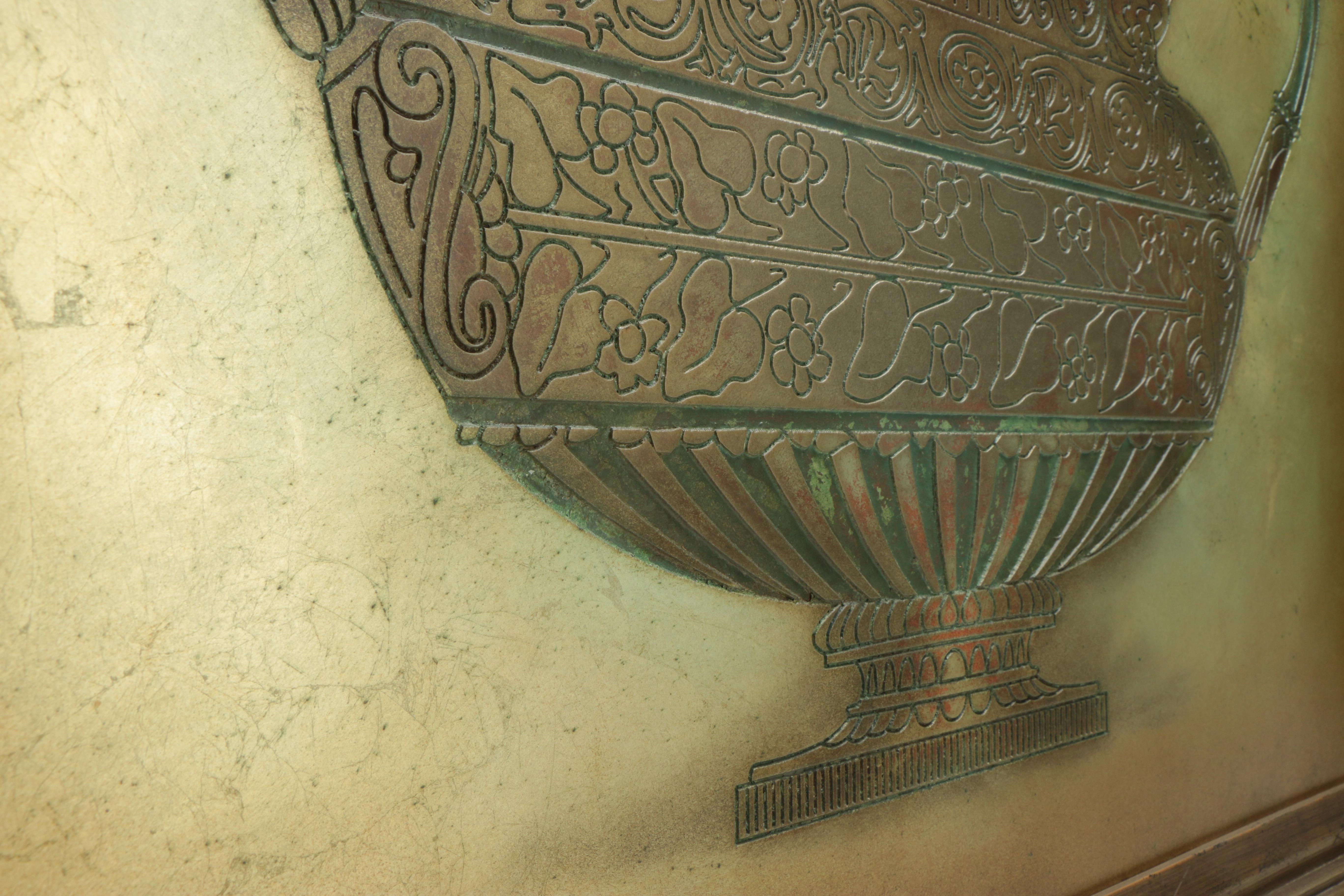 Painted Wood Relief of a Neoclassical Style Urn