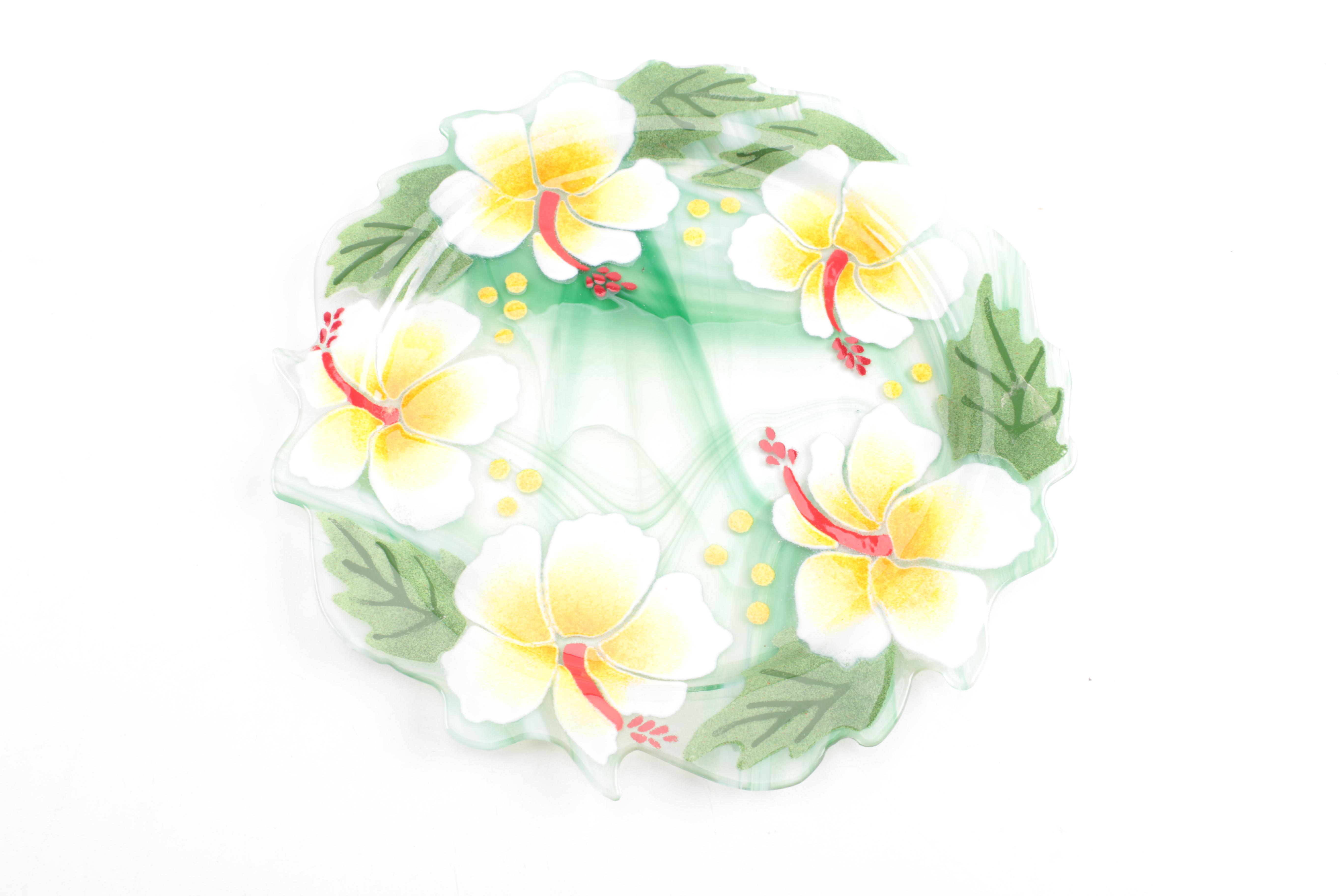 Glass and Pewter Serving Plates