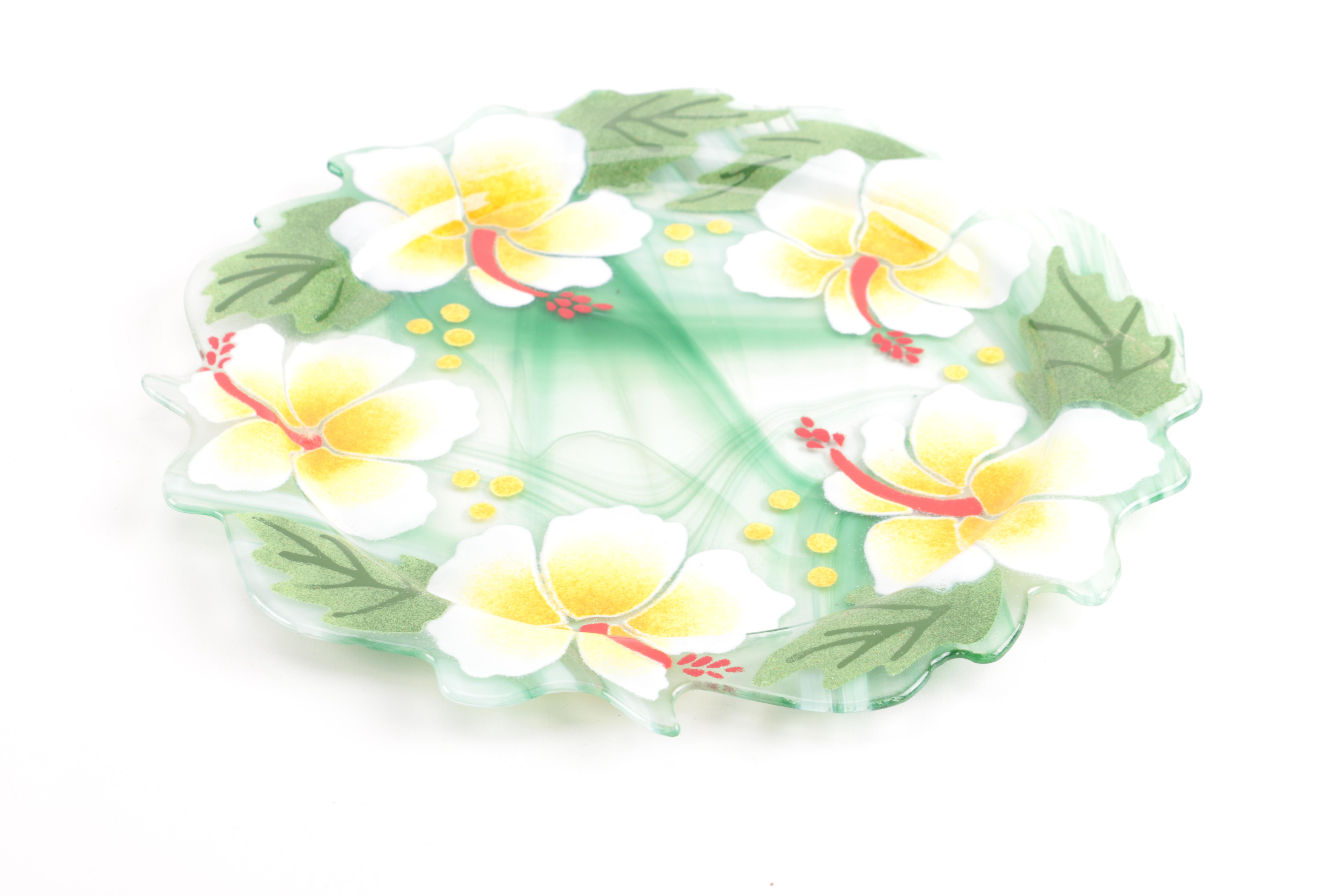 Glass and Pewter Serving Plates