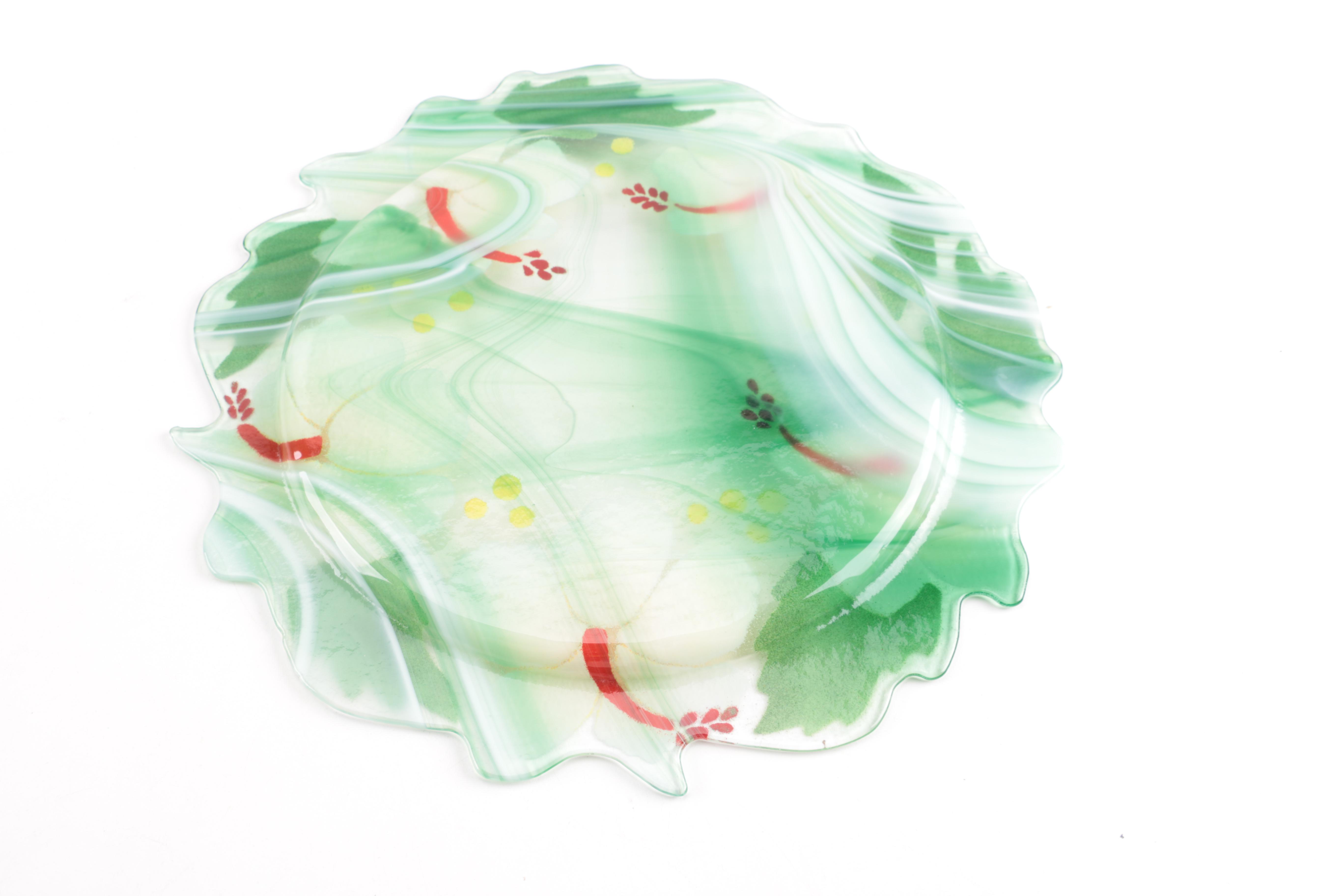 Glass and Pewter Serving Plates