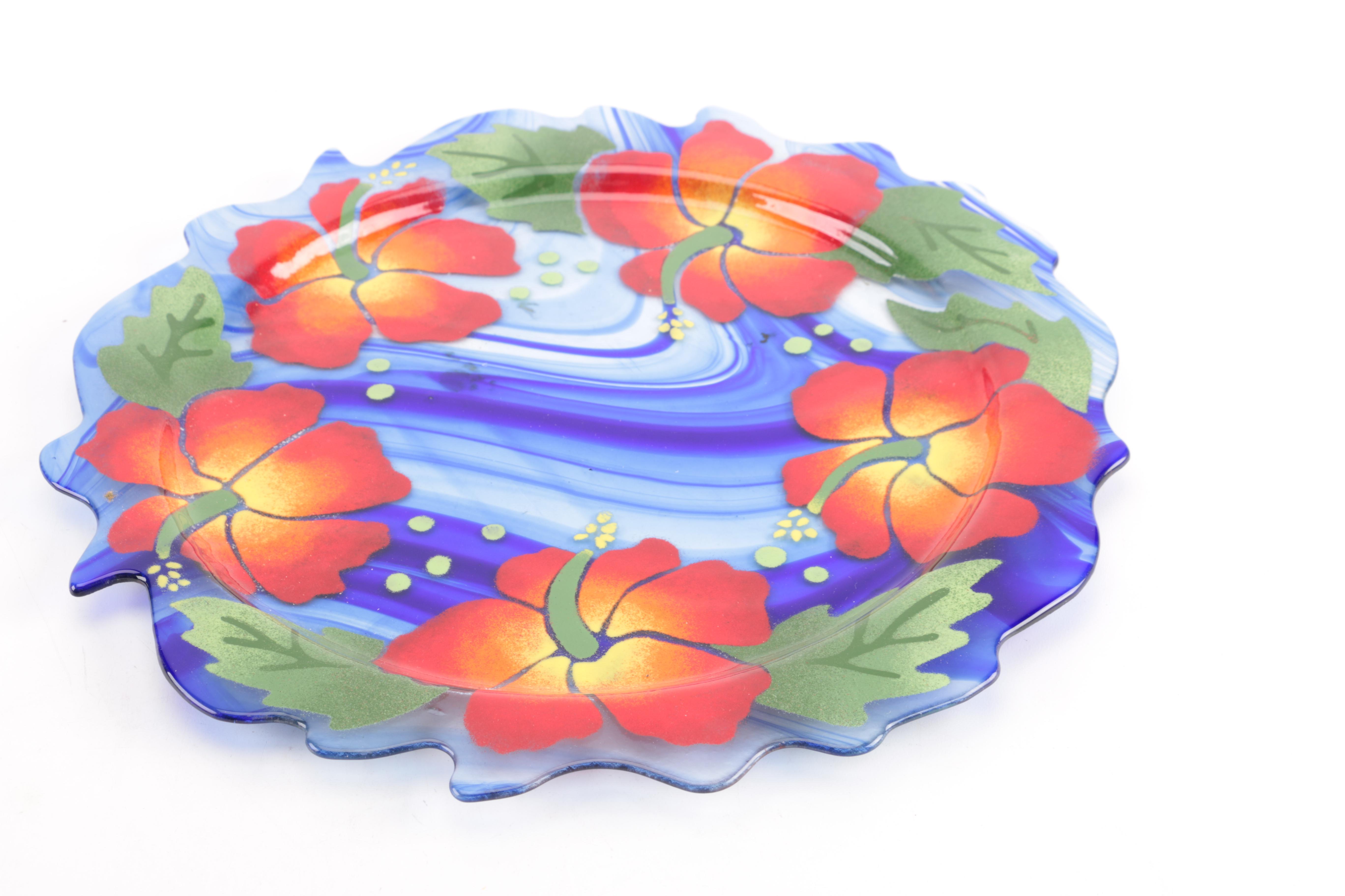 Glass and Pewter Serving Plates