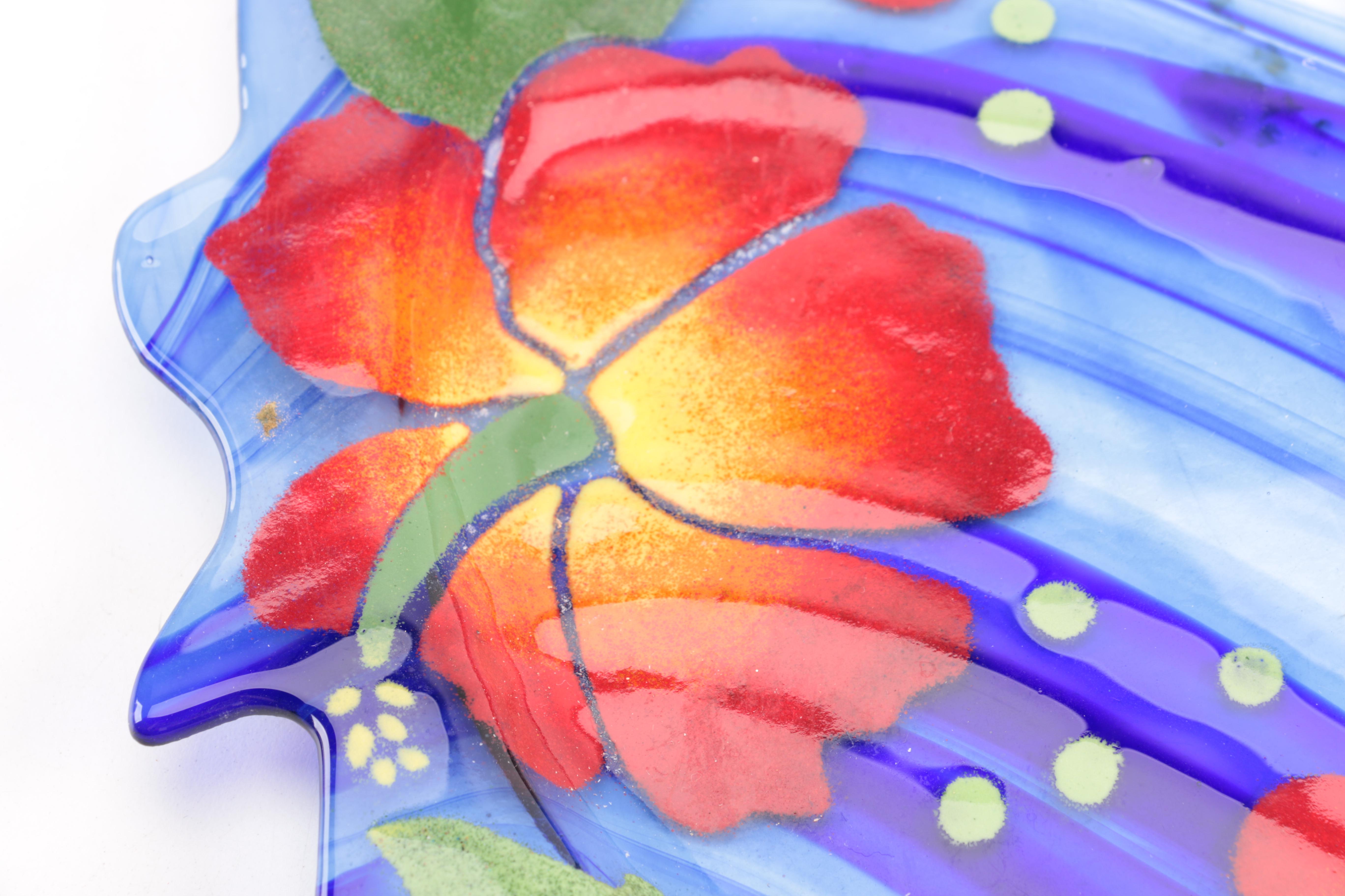 Glass and Pewter Serving Plates